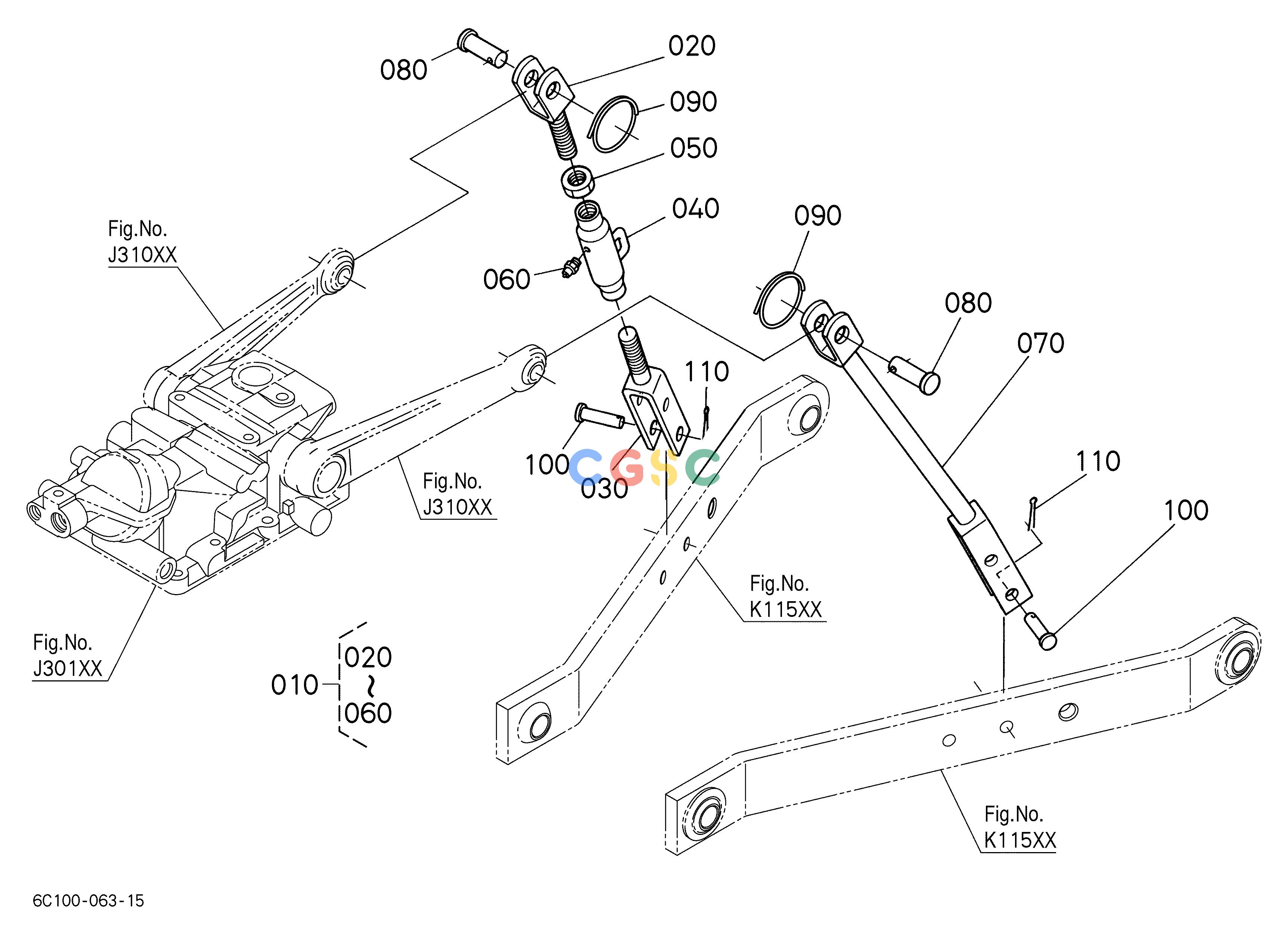 久保田零件查询K10100 3-POINT LINKAGE 2(LIFT ROD) HYDRAULIC SYSTEMEPC Kubota online