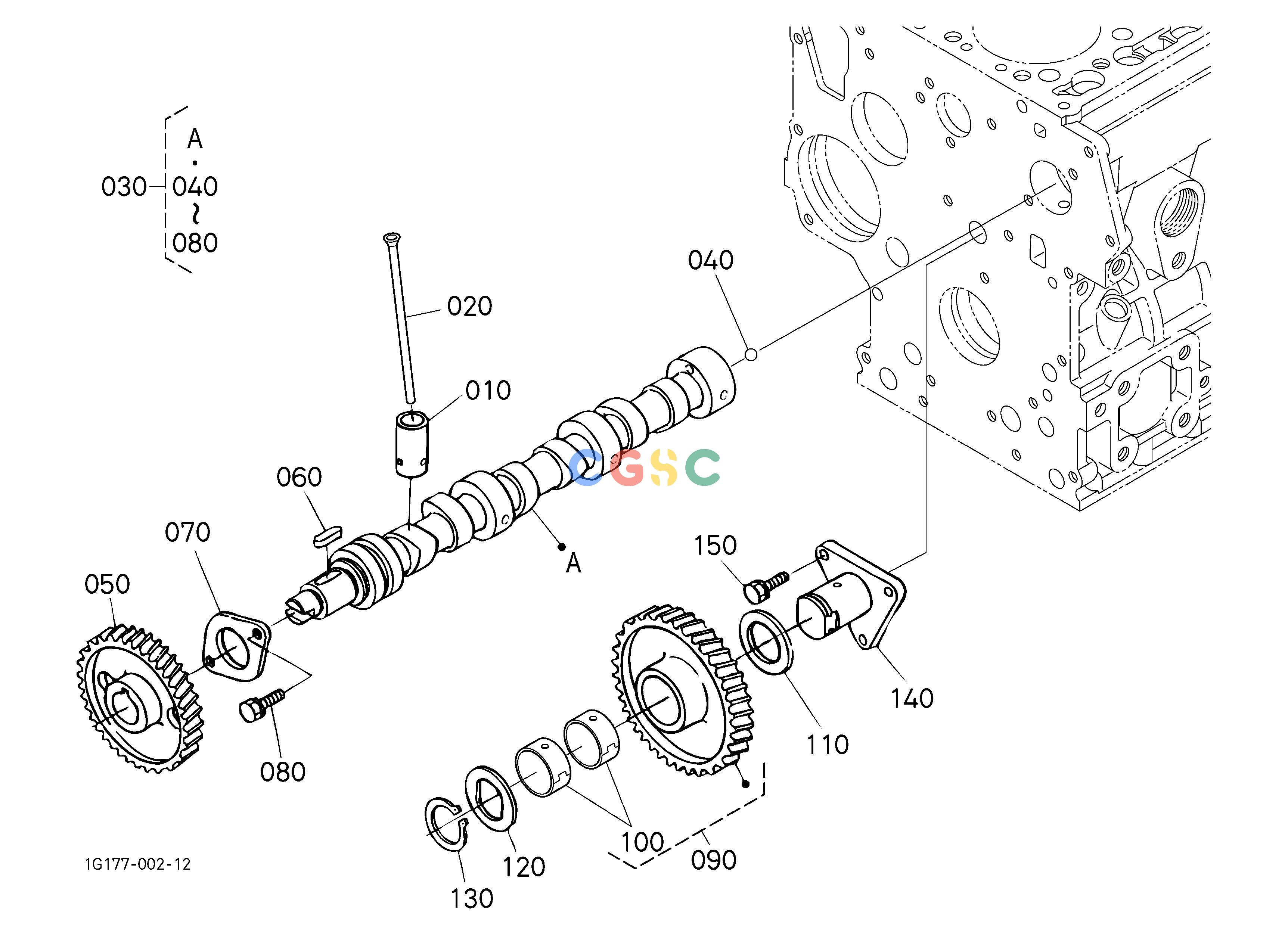 久保田零件查询110100 CAMSHAFT AND IDLE GEAR SHAFT ENGINEEPC Kubota online