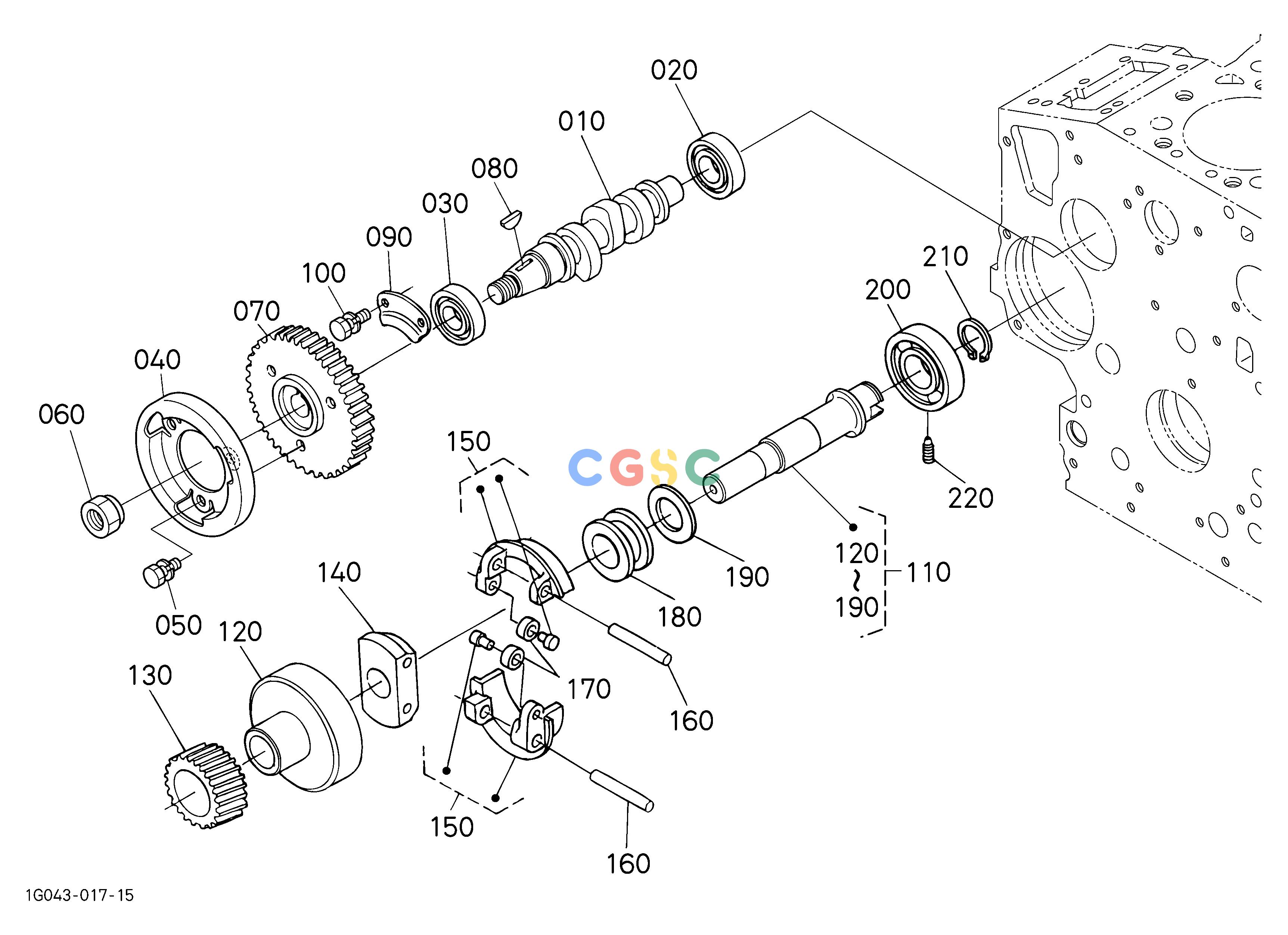 久保田零件查询110500 FUEL CAMSHAFT AND GOVERNOR SHAFT ENGINEEPC Kubota online