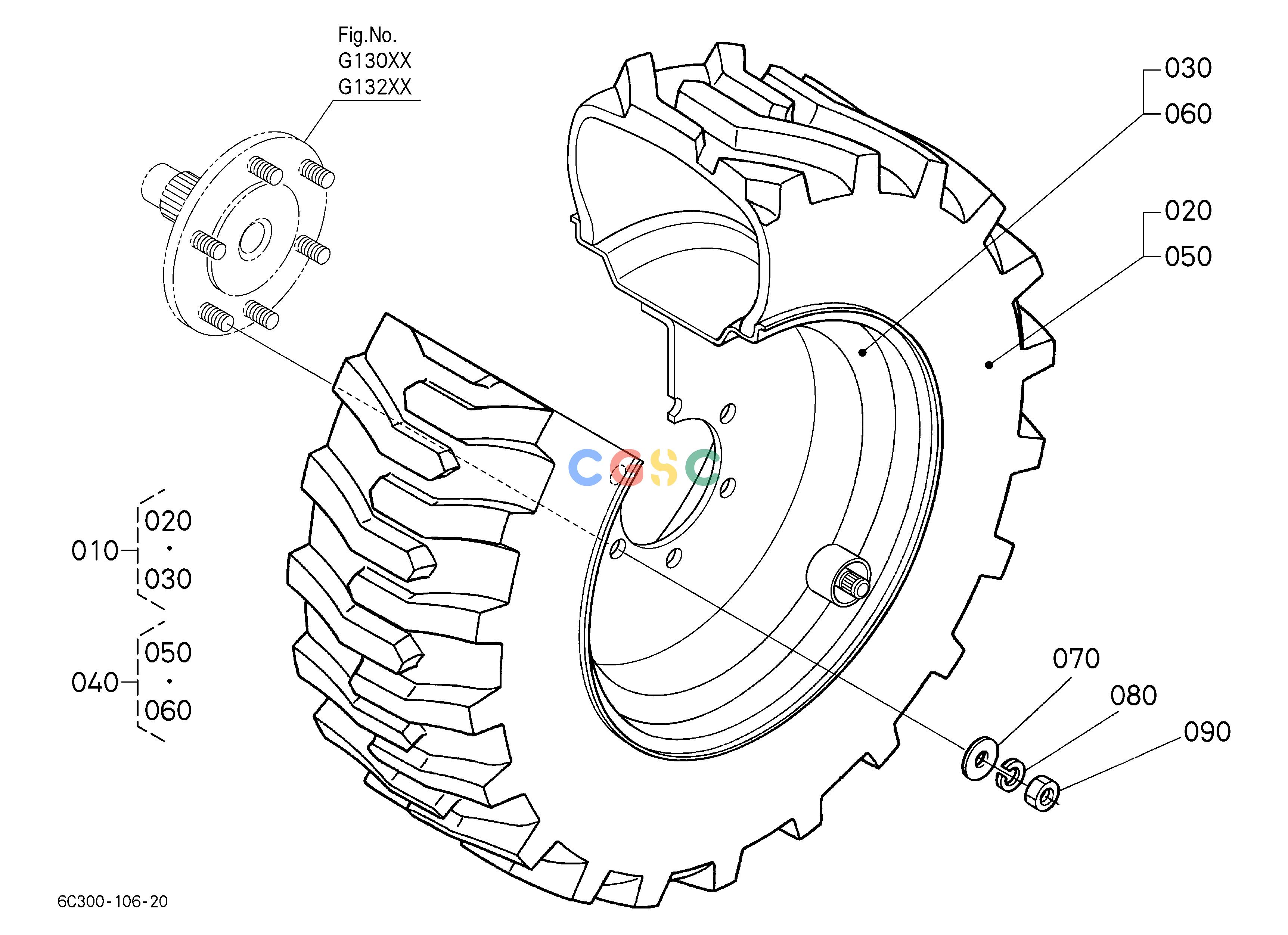 久保田零件查询R10104 FRONT WHEEL (23*8.50-12) FRONT TIREEPC Kubota online