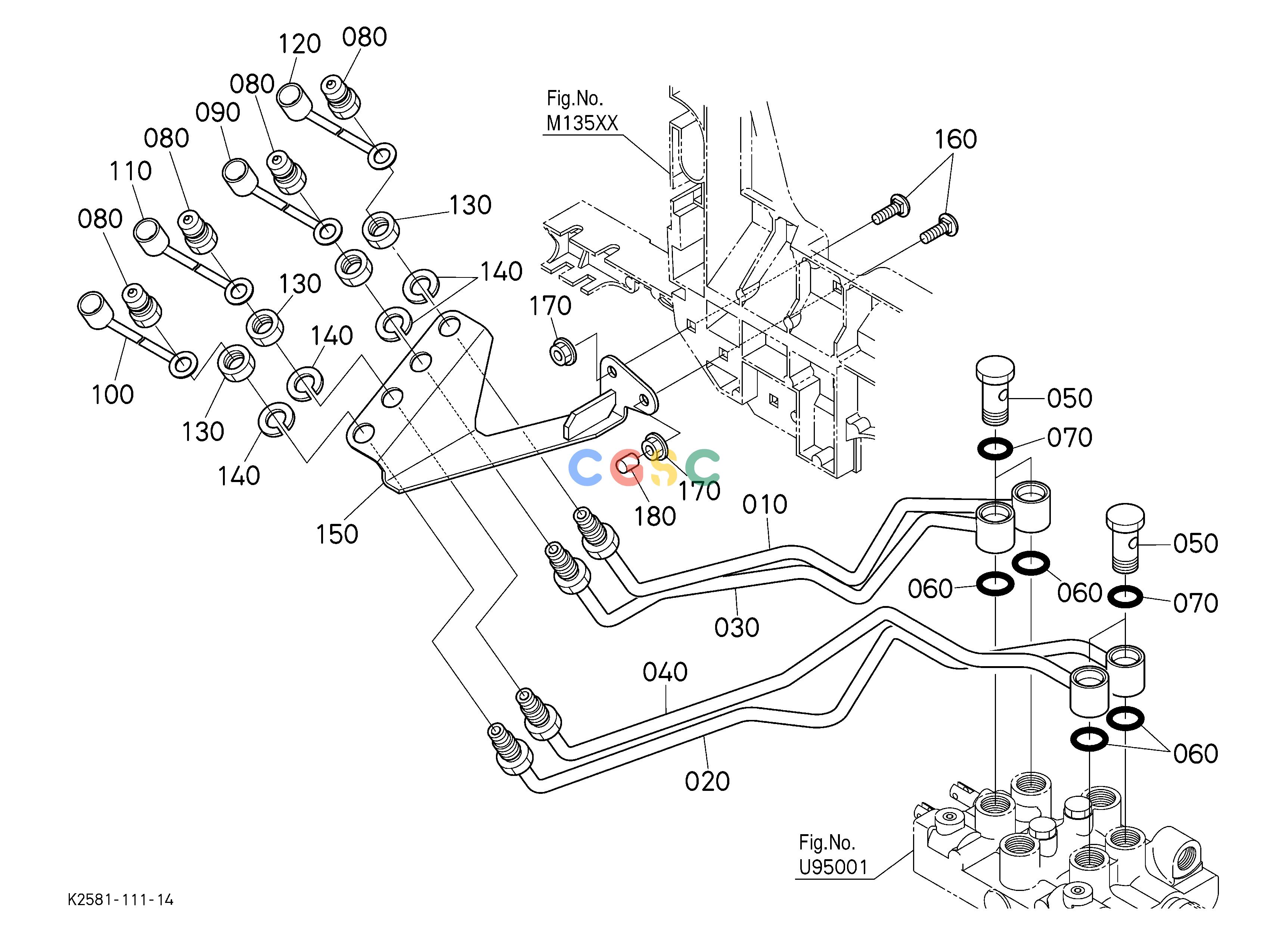 久保田零件查询U95006 FRONT CONTROL VALVE KIT (OIL LINE 1) [OPTION] OPTIONEPC Kubota online