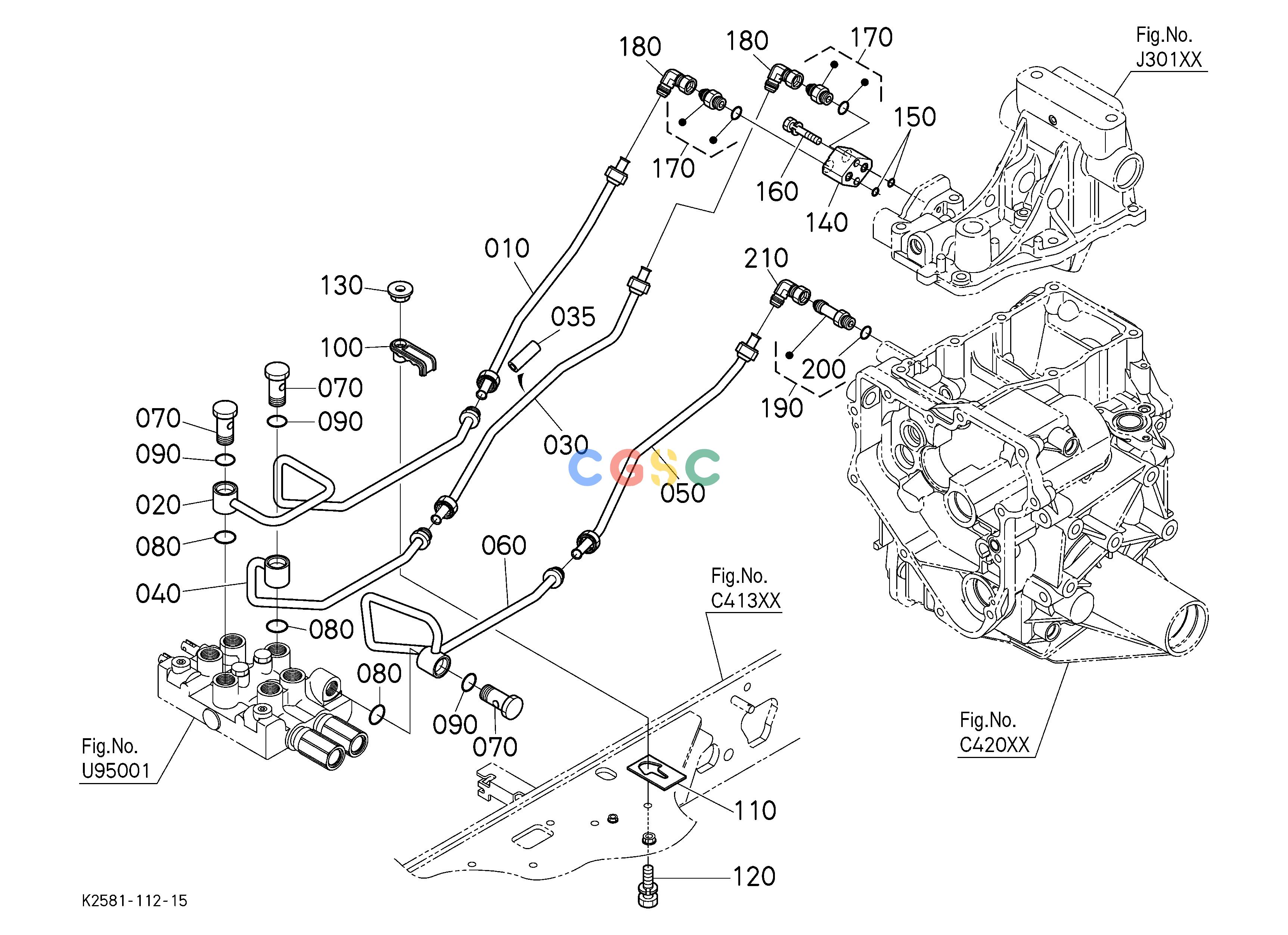 久保田零件查询U95007 FRONT CONTROL VALVE KIT (OIL LINE 2) [OPTION] OPTIONEPC Kubota online