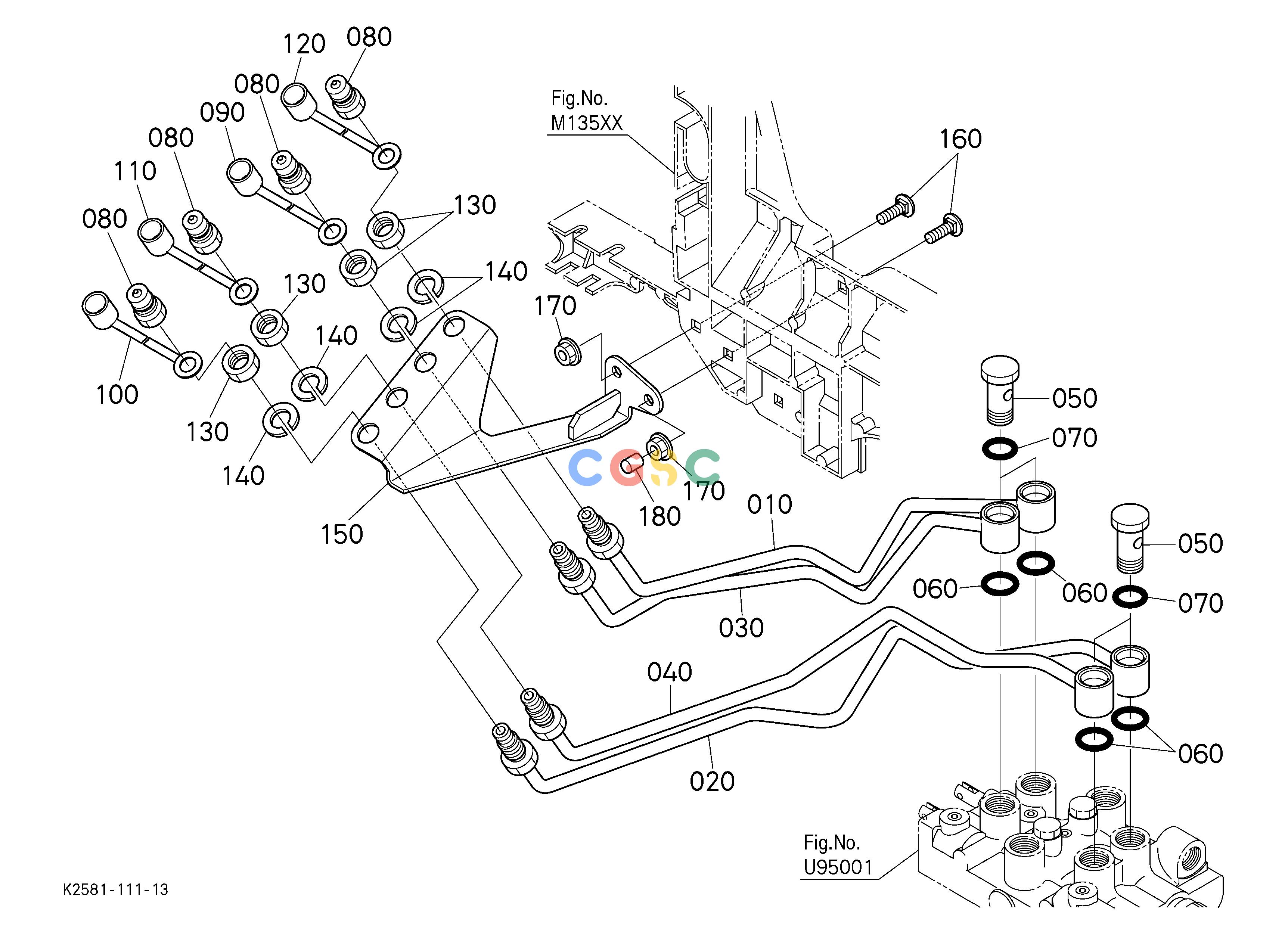 久保田零件查询U95006 FRONT CONTROL VALVE KIT (OIL LINE) 1 [OPTION] OPTIONEPC Kubota online