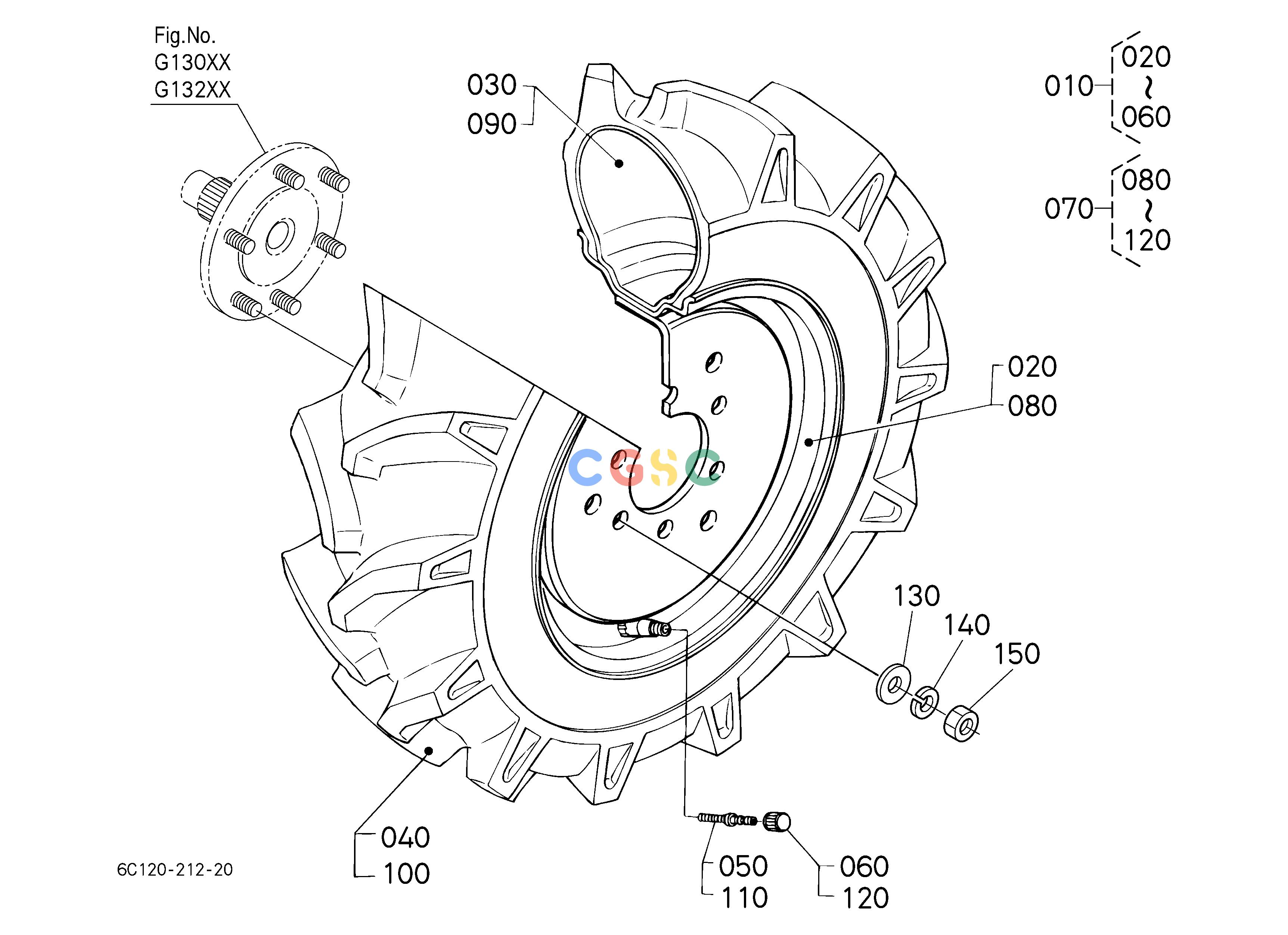 久保田零件查询R10101 FRONT WHEEL (5-12) FRONT TIREEPC Kubota online