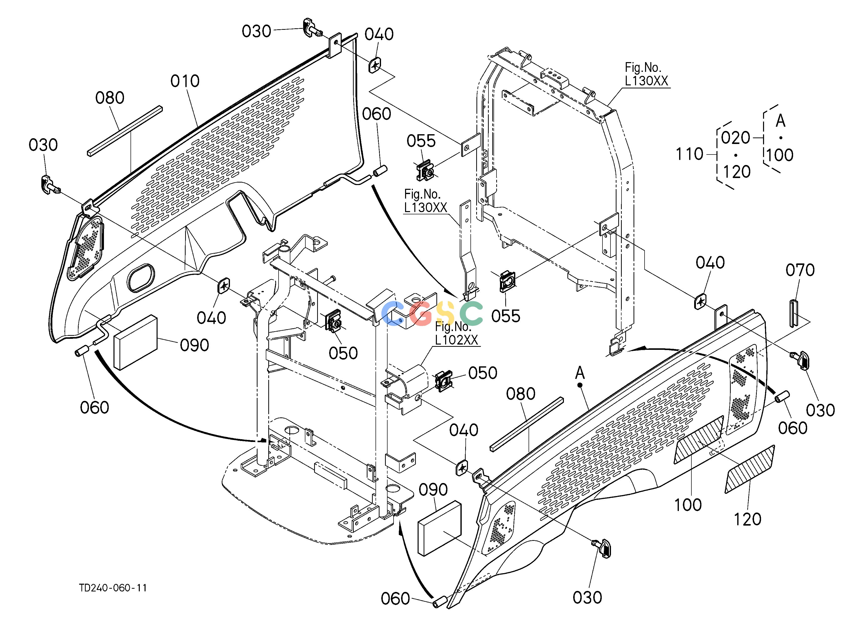 久保田零件查询L11501 SIDE COVER LOWER HOOD/BONNETEPC Kubota online