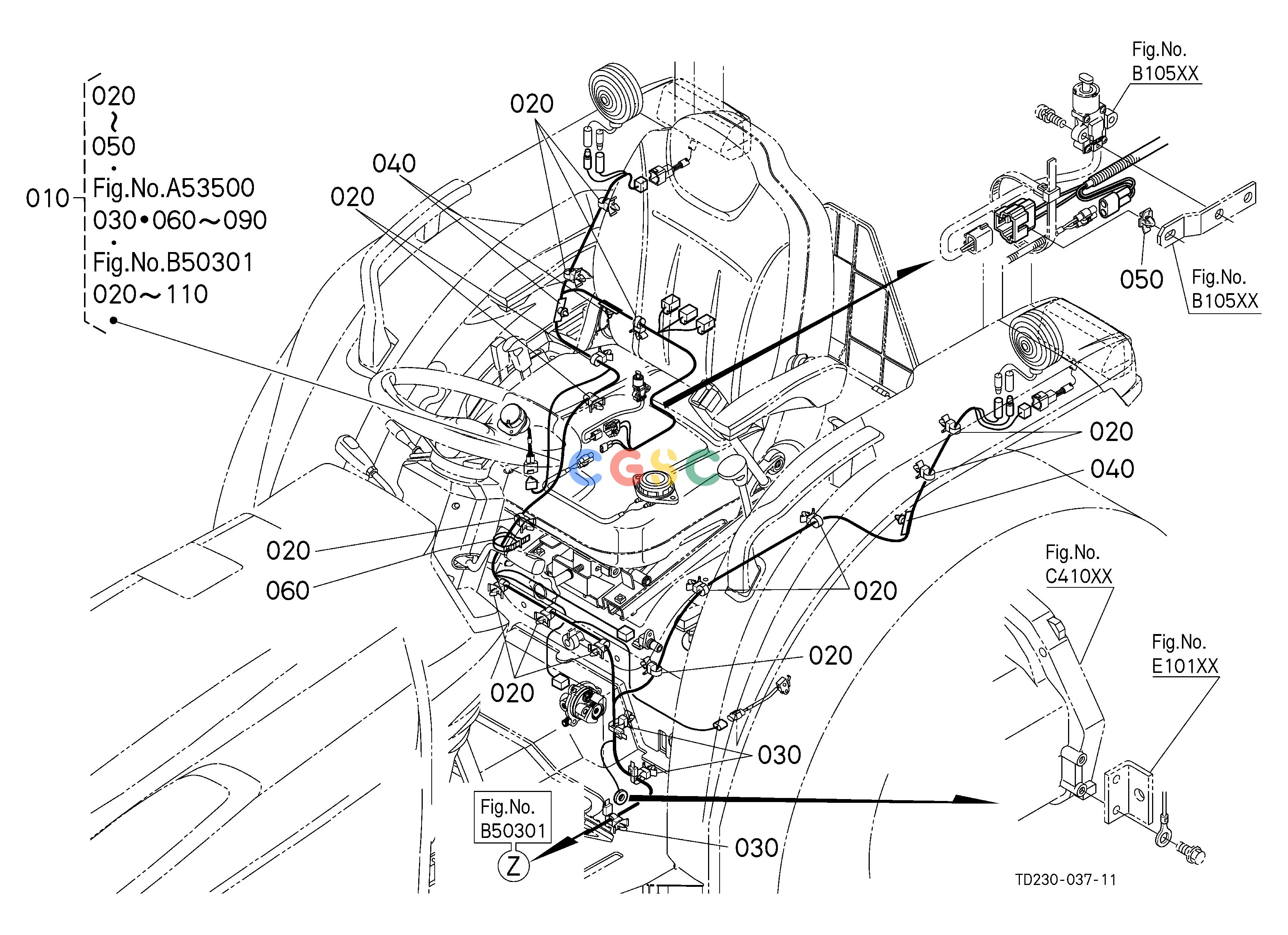 久保田零件查询B50701 ELECTRICAL WIRING (REAR) ELECTRICAL SYSTEMEPC Kubota online