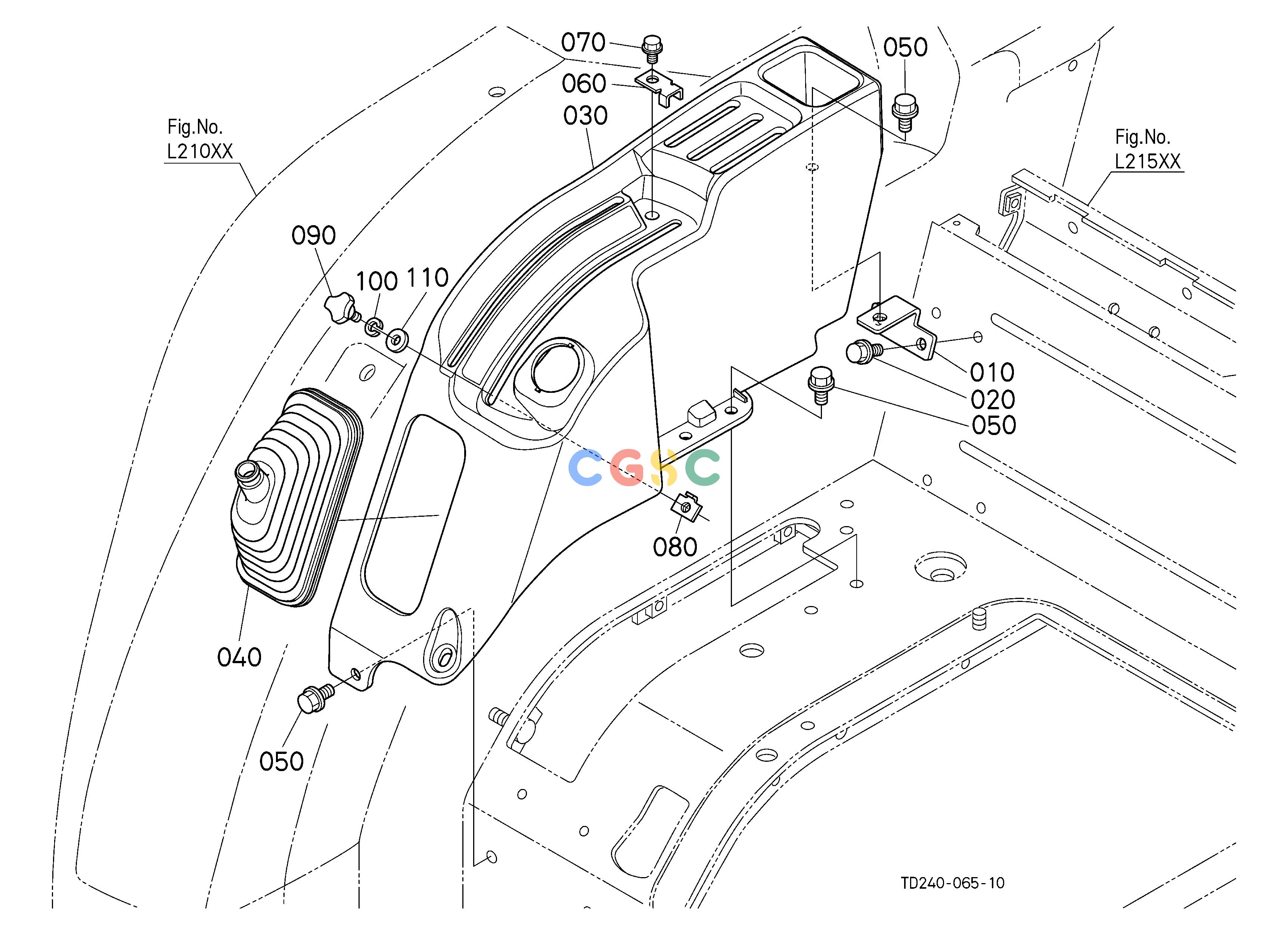 久保田零件查询L21800 HYDRAULIC CONTROL LEVER GUIDE HOOD/BONNETEPC Kubota online