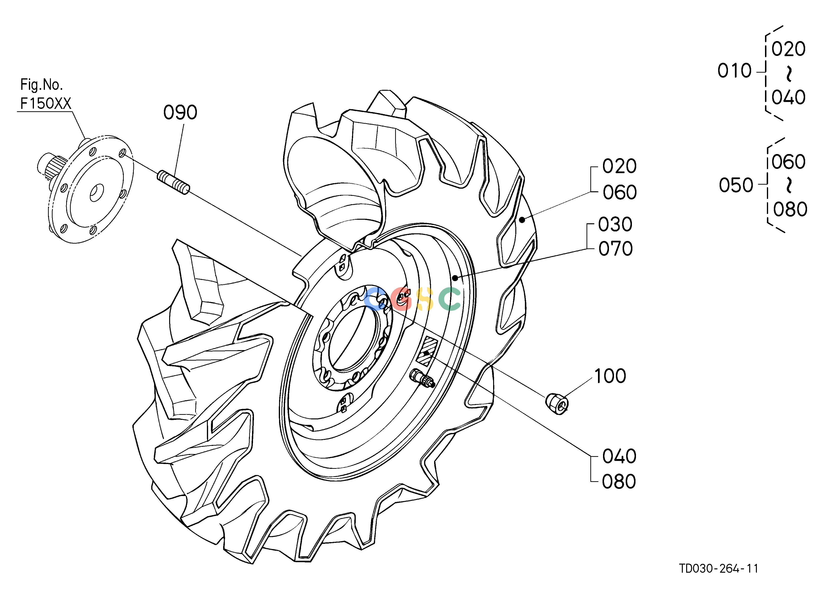 久保田零件查询P10103 FRONT WHEEL (7.2-16 R1) FRONT/REAR TIREEPC Kubota online