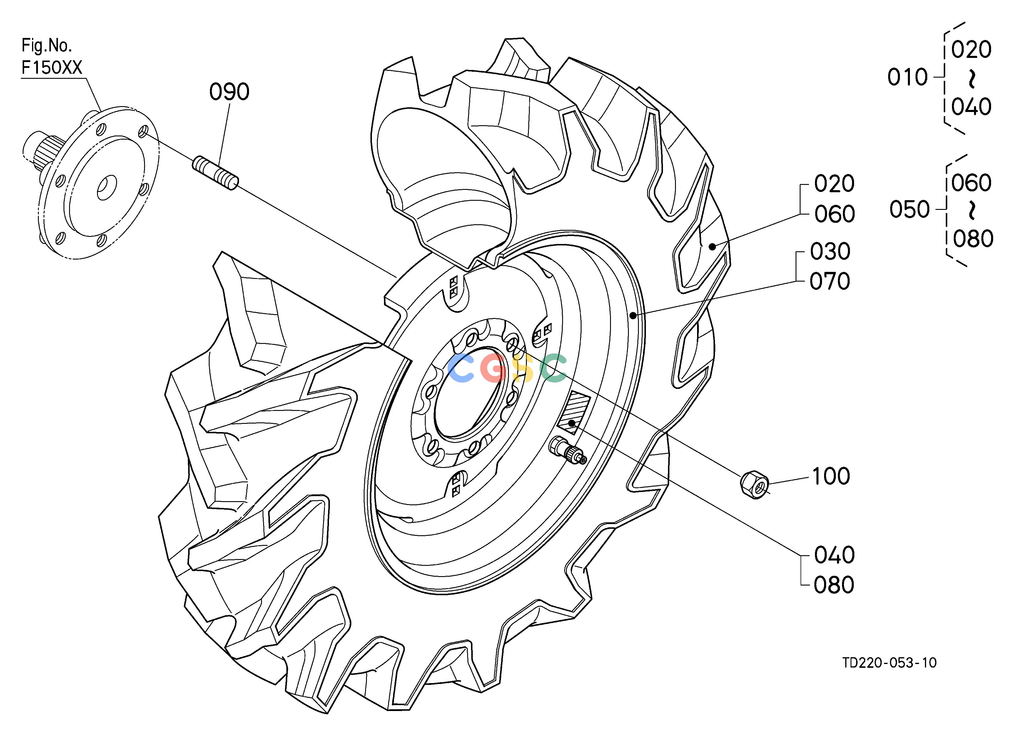 久保田零件查询P10110 FRONT WHEEL (7.2-16) FRONT/REAR TIREEPC Kubota online