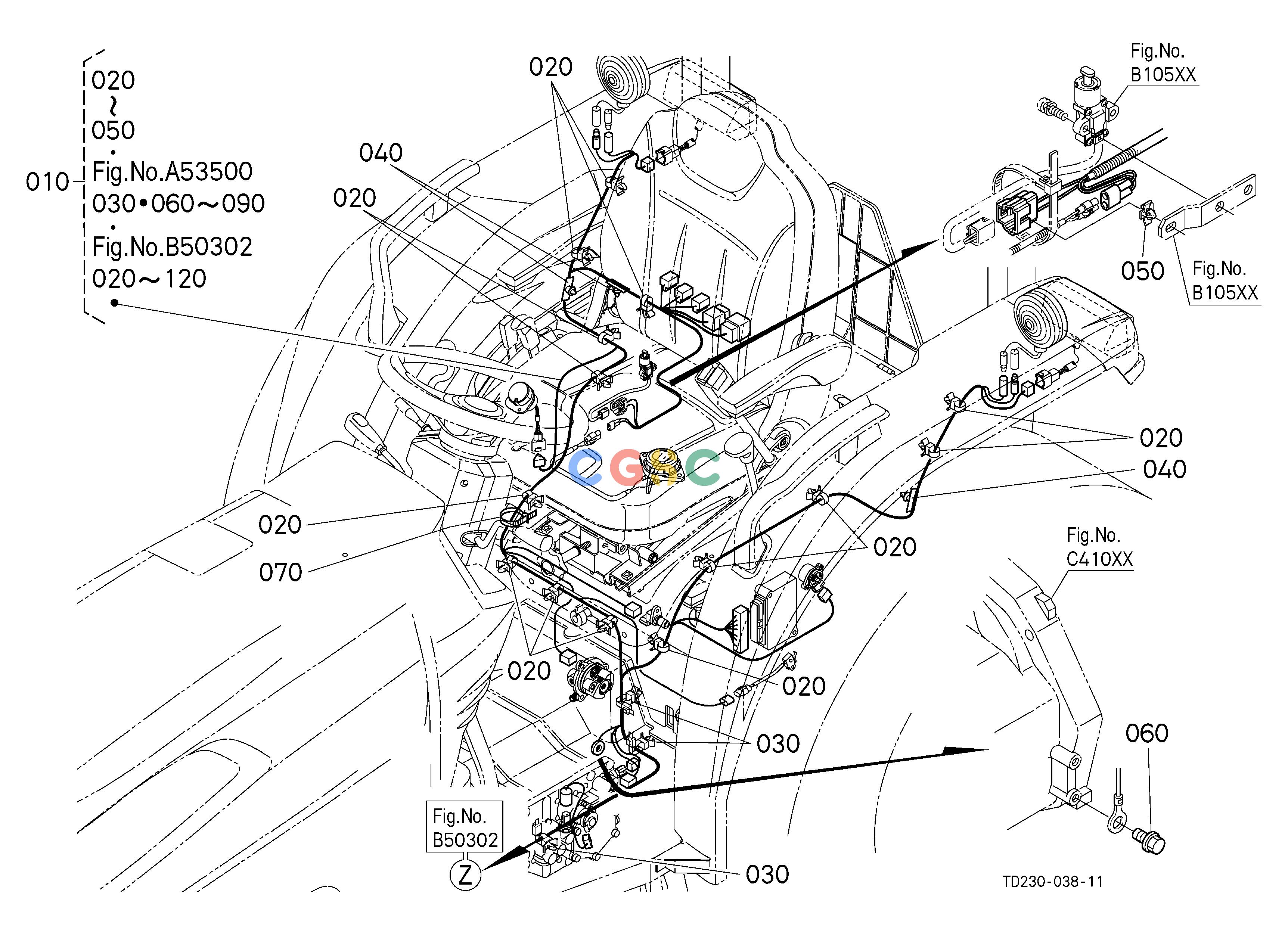 久保田零件查询B50702 ELECTRICAL WIRING (REAR) ELECTRICAL SYSTEMEPC Kubota online