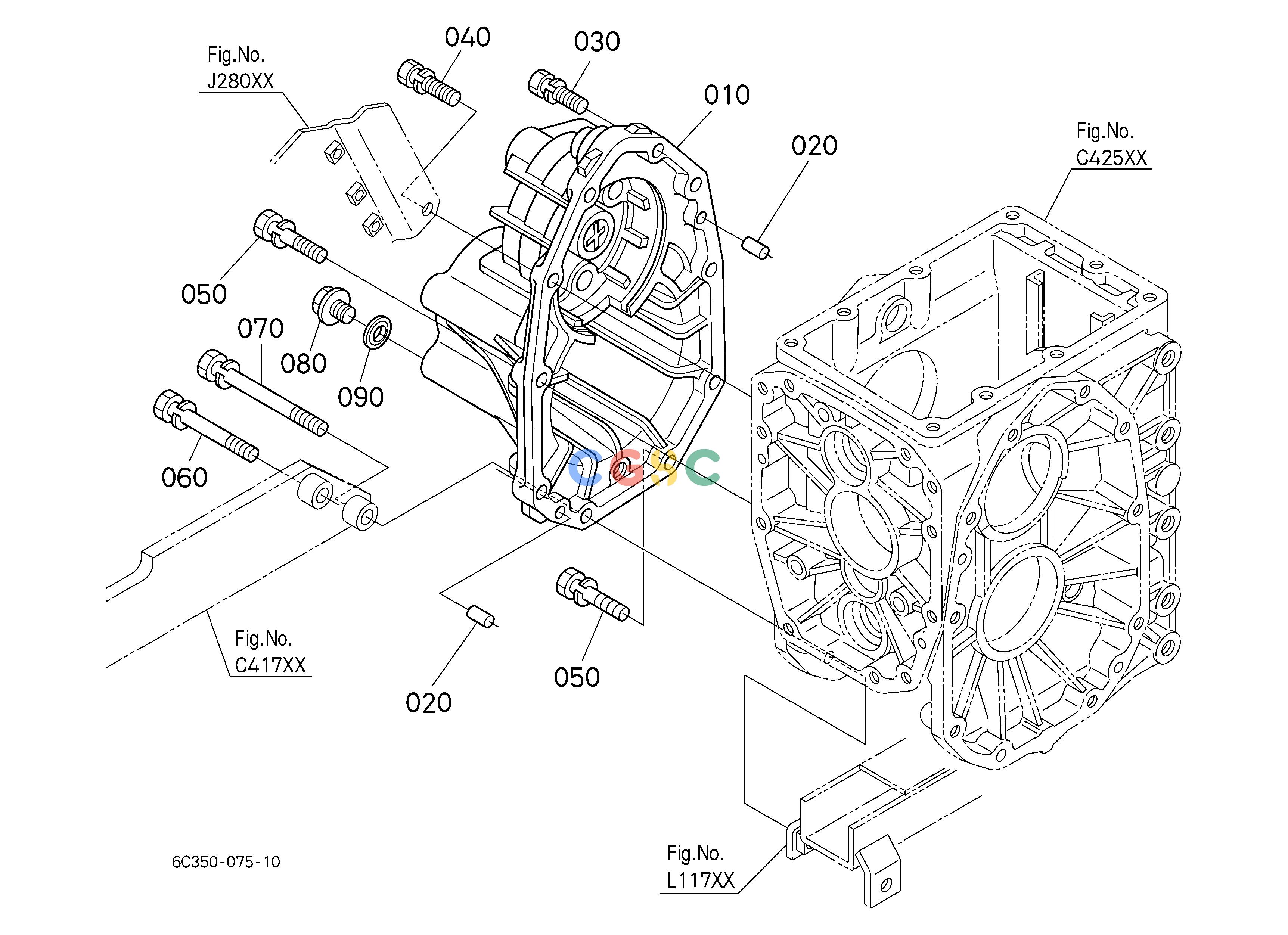 久保田零件查询C42902 REAR AXLE CASE RH ## S.No.51841 to 53981 [NOTE:ORDER BY Fig.No.C42903 REF.No.010,080 and 090.] TRANSMISSIONEPC Kubota online