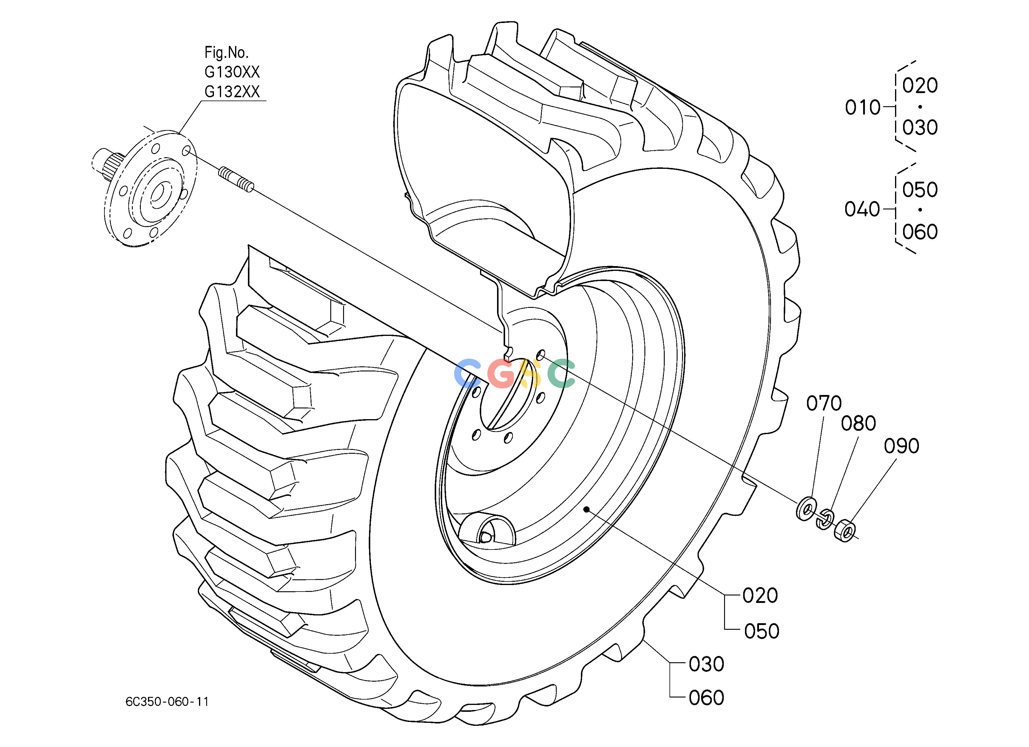 久保田零件查询R10104 FRONT WHEEL (25*8.5-14) FRONT TIREEPC Kubota online