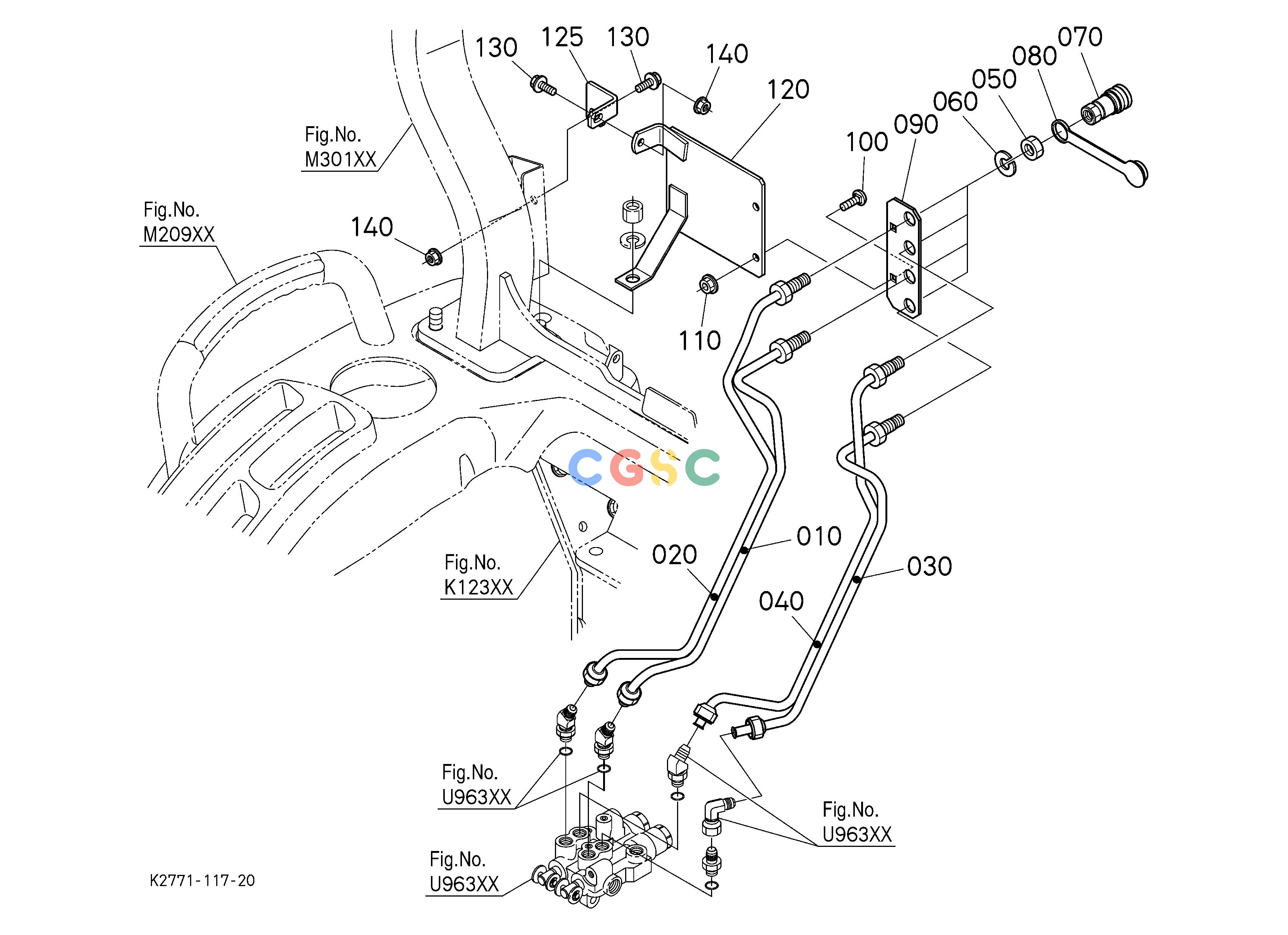 久保田零件查询U96500 REAR CONTROL VALVE KIT (PIPE) (W/G No. BX7376) [OPTION] OPTIONEPC Kubota online