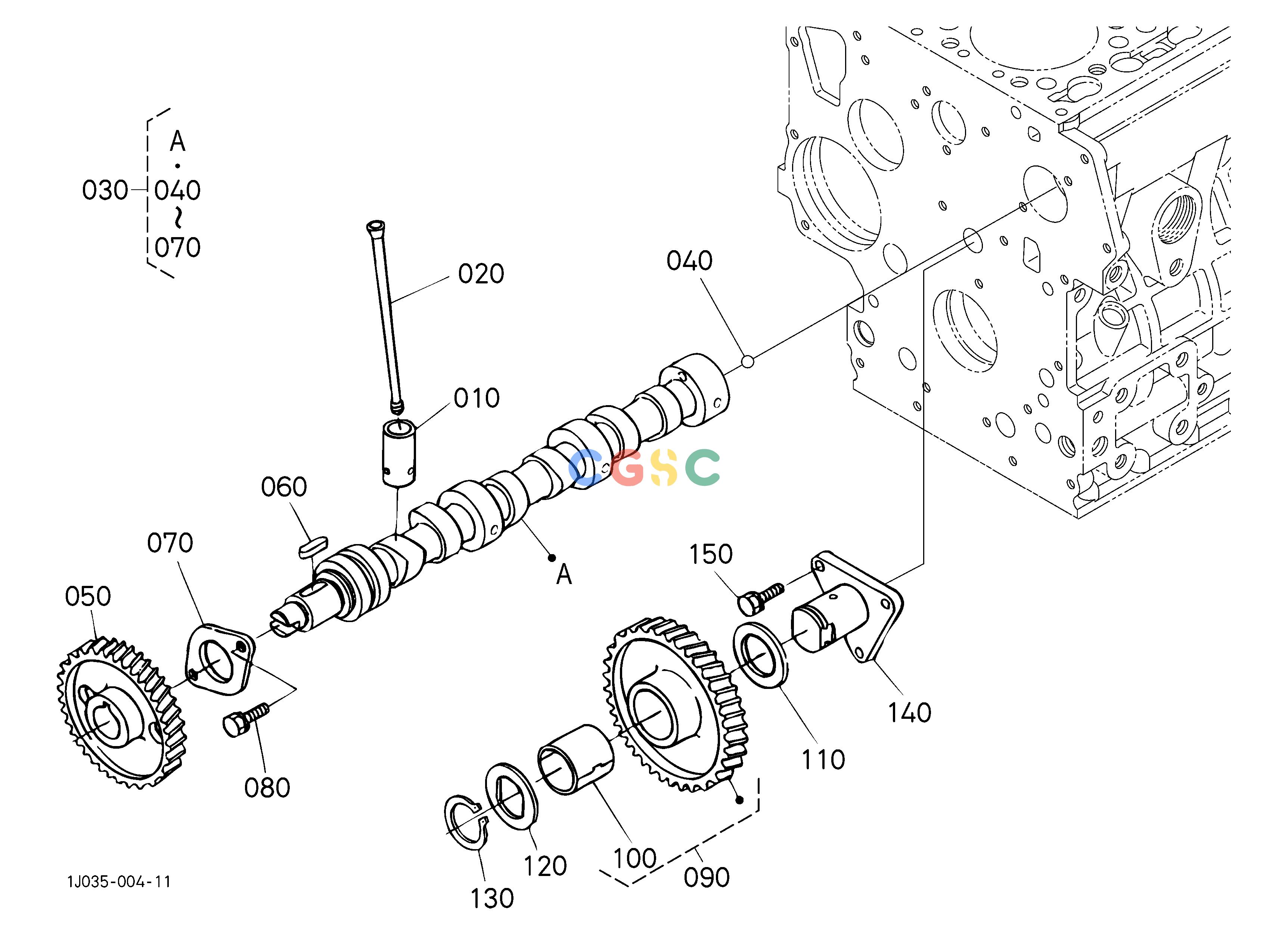 久保田零件查询210100 CAMSHAFT AND IDLE GEAR SHAFT ENGINEEPC Kubota online