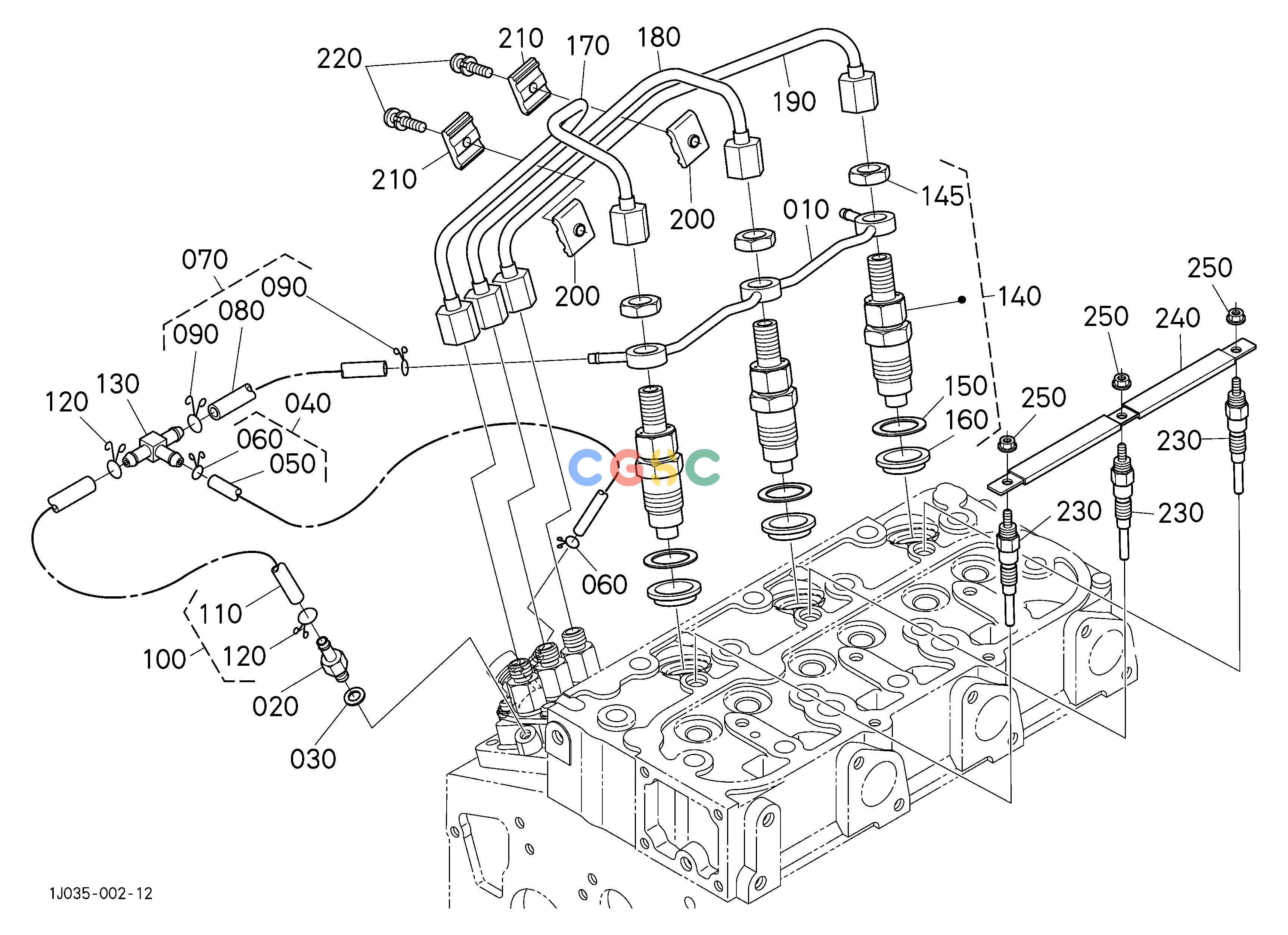 久保田零件查询220600 NOZZLE HOLDER AND GLOW PLUG ENGINEEPC Kubota online