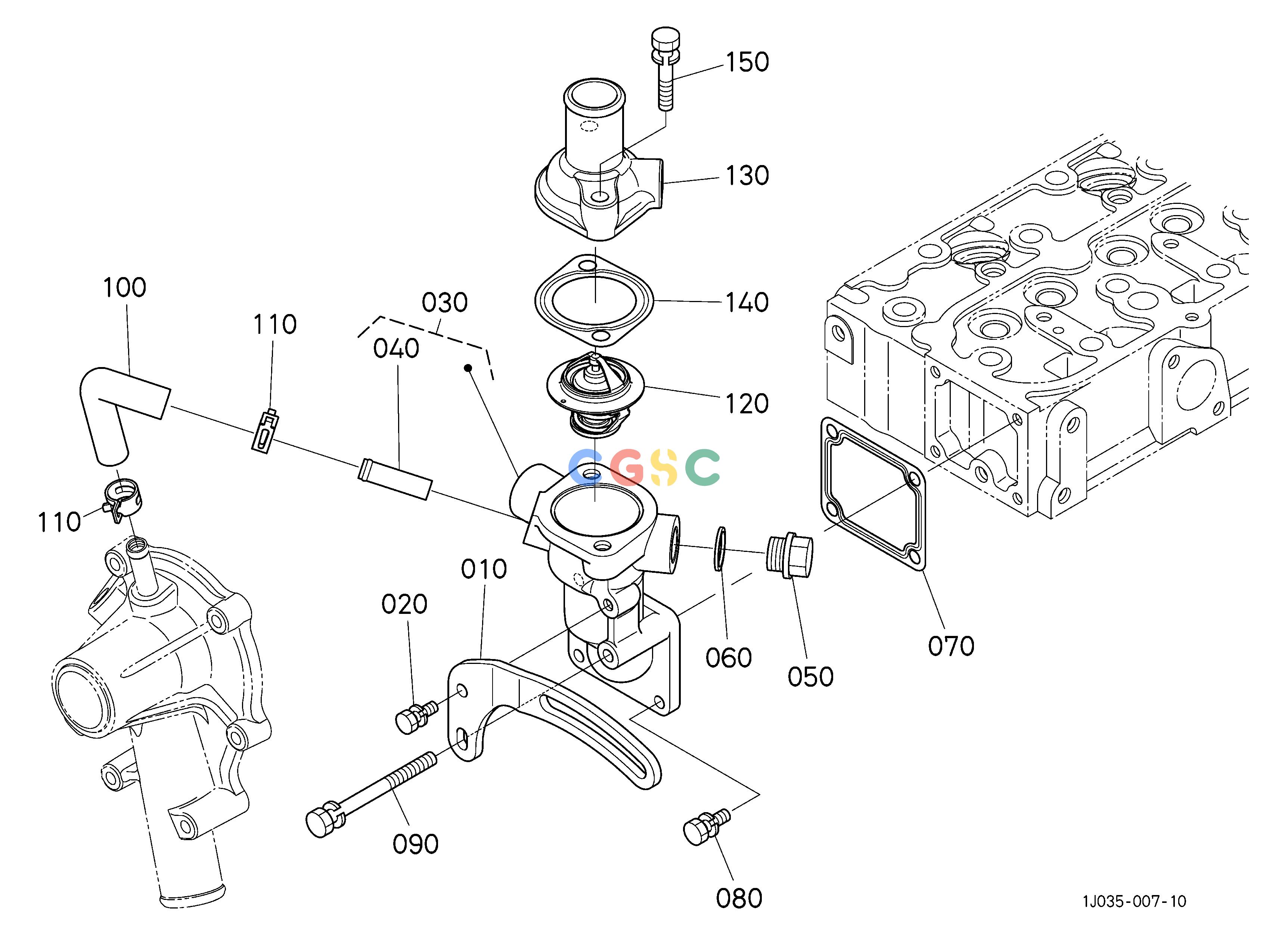 久保田零件查询250000 WATER FLANGE AND THERMOSTAT ENGINEEPC Kubota online