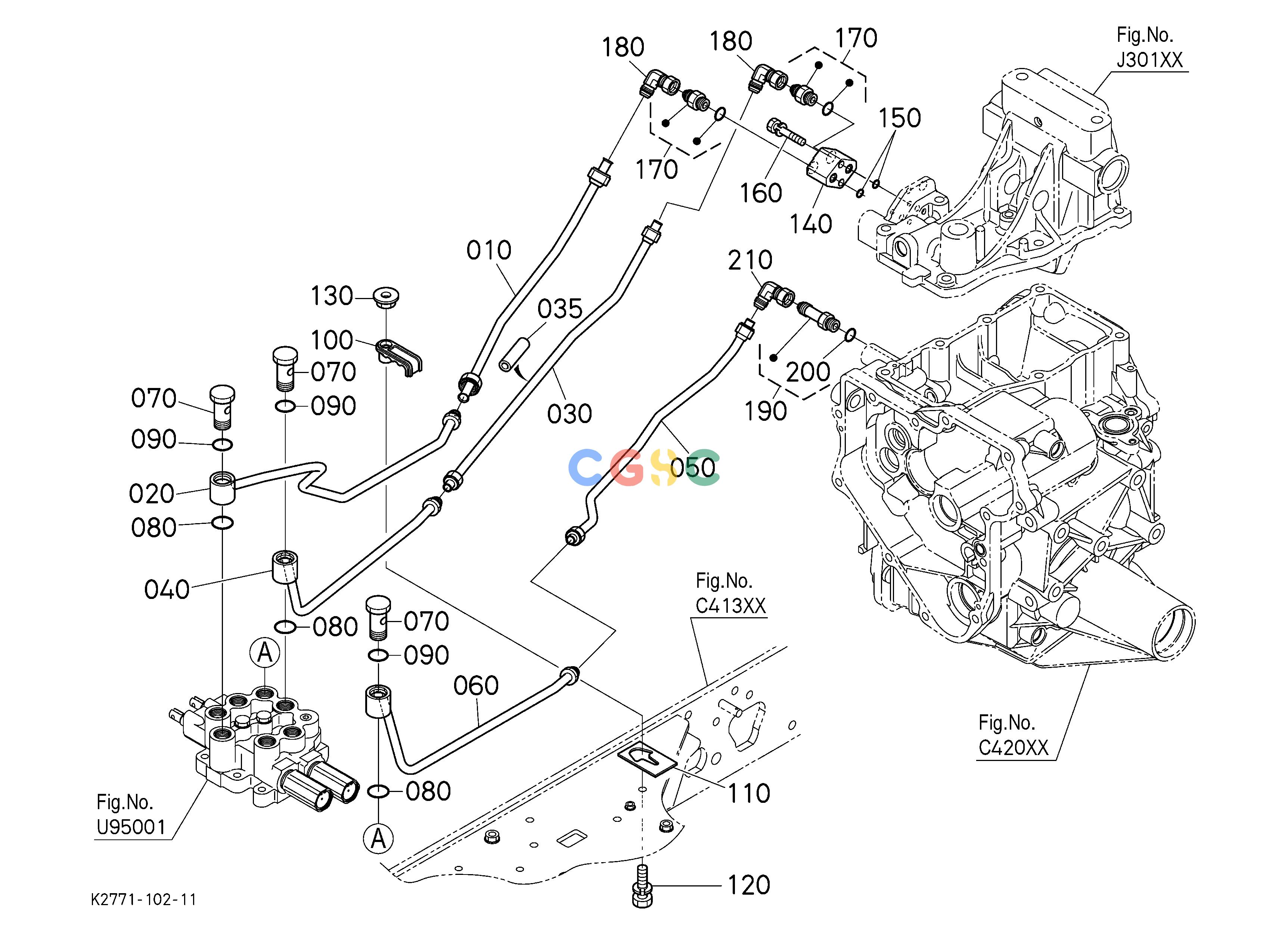 久保田零件查询U95009 FRONT CONTROL VALVE KIT (OIL LINE) 2 [OPTION] OPTIONEPC Kubota online