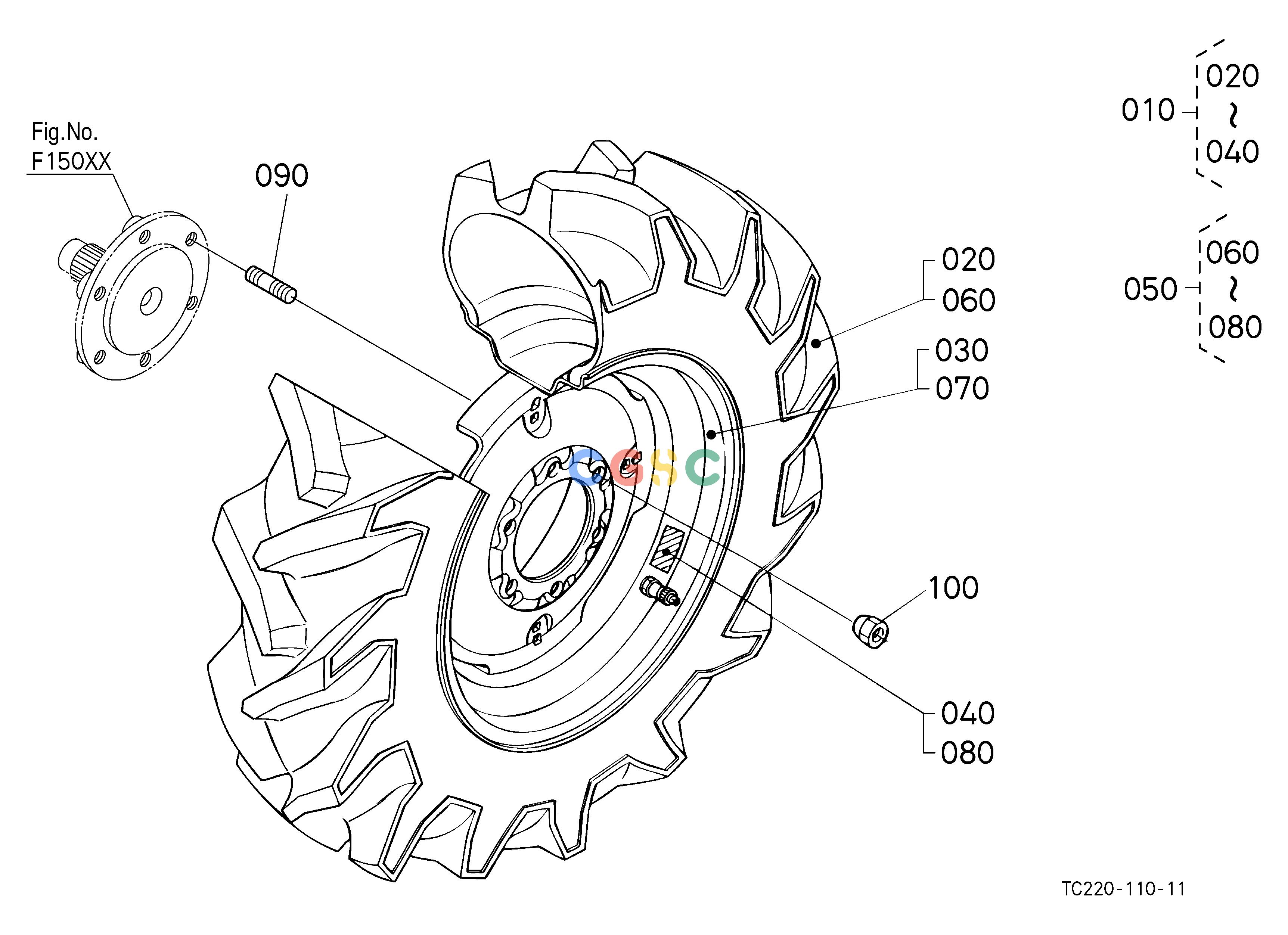 久保田零件查询P10104 FRONT WHEEL (7.2-16 R1) FRONT/REAR TIREEPC Kubota online