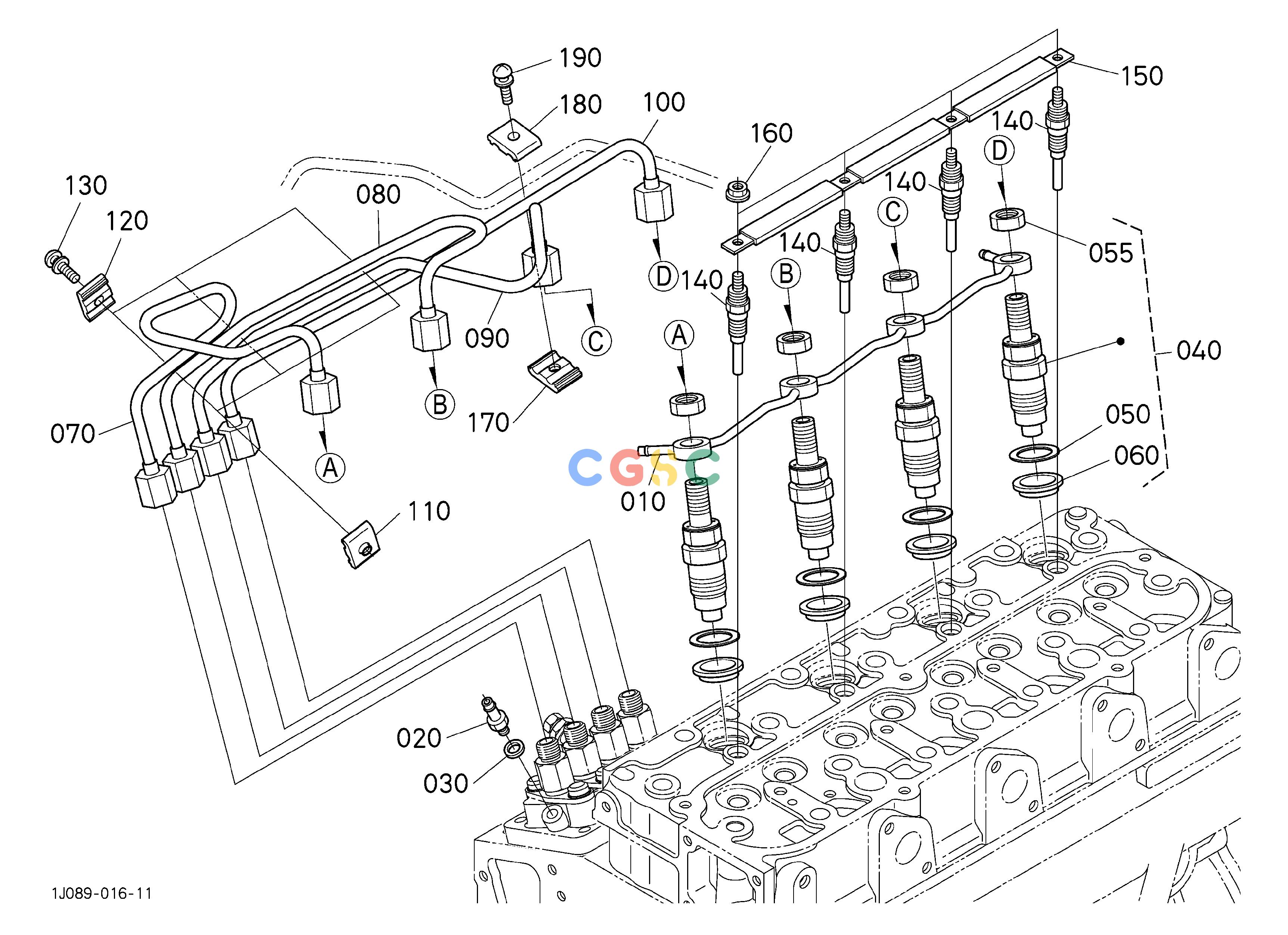 久保田零件查询545000 NOZZLE HOLDER AND GLOW PLUG ENGINEEPC Kubota online