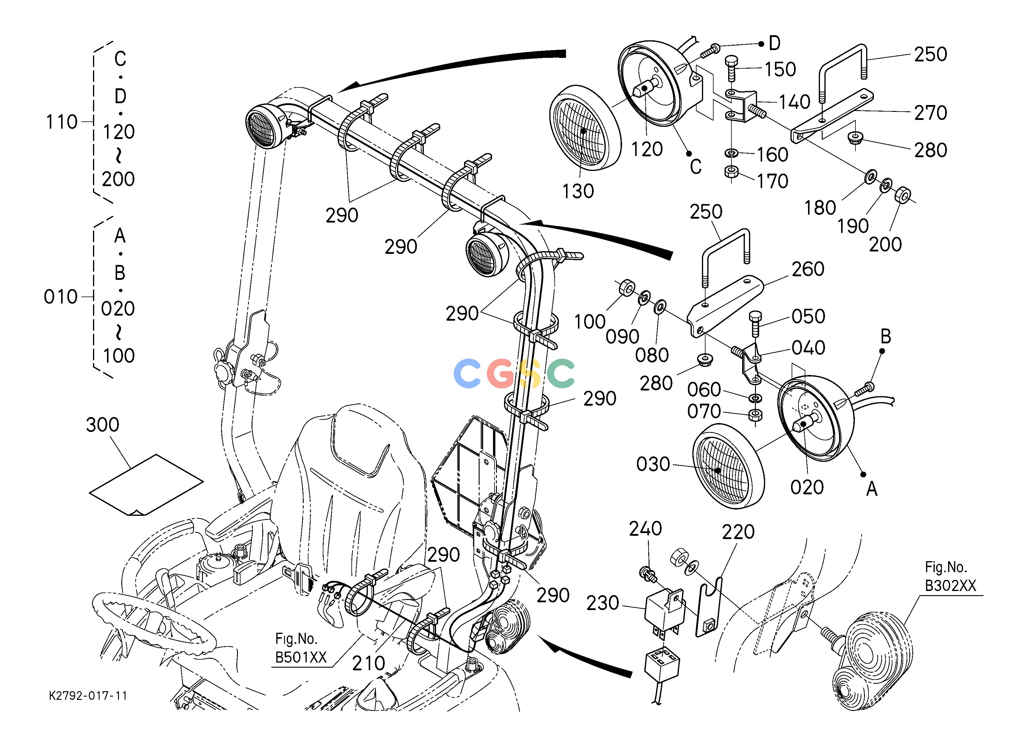 久保田零件查询U80500 WORKING LIGHT KIT (W/G No.BX7336) [OPTION] OPTIONEPC Kubota online