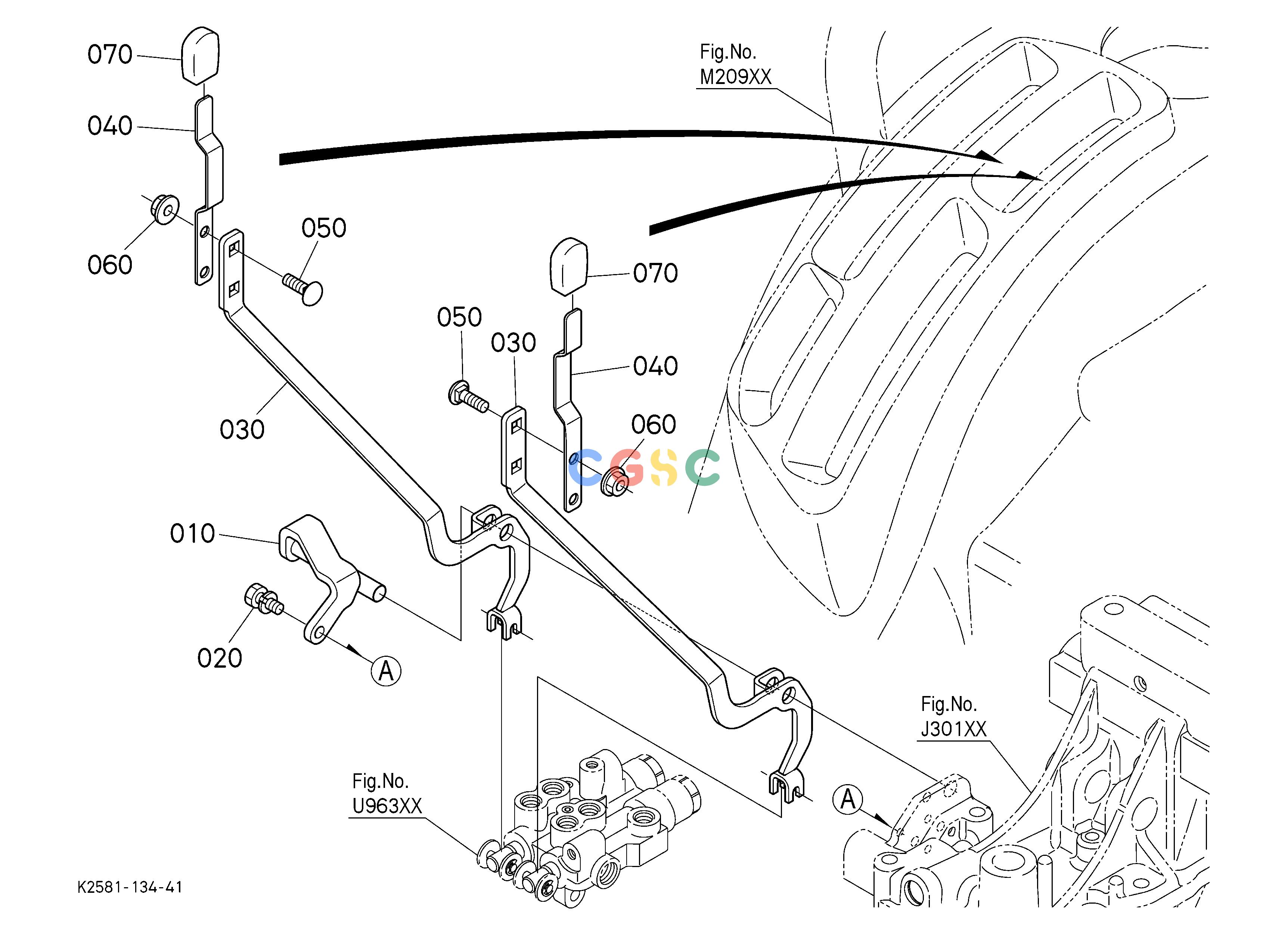 久保田零件查询U96400 REAR CONTROL VALVE KIT (LEVER) (W/G No.BX7326) [OPTION] OPTIONEPC Kubota online