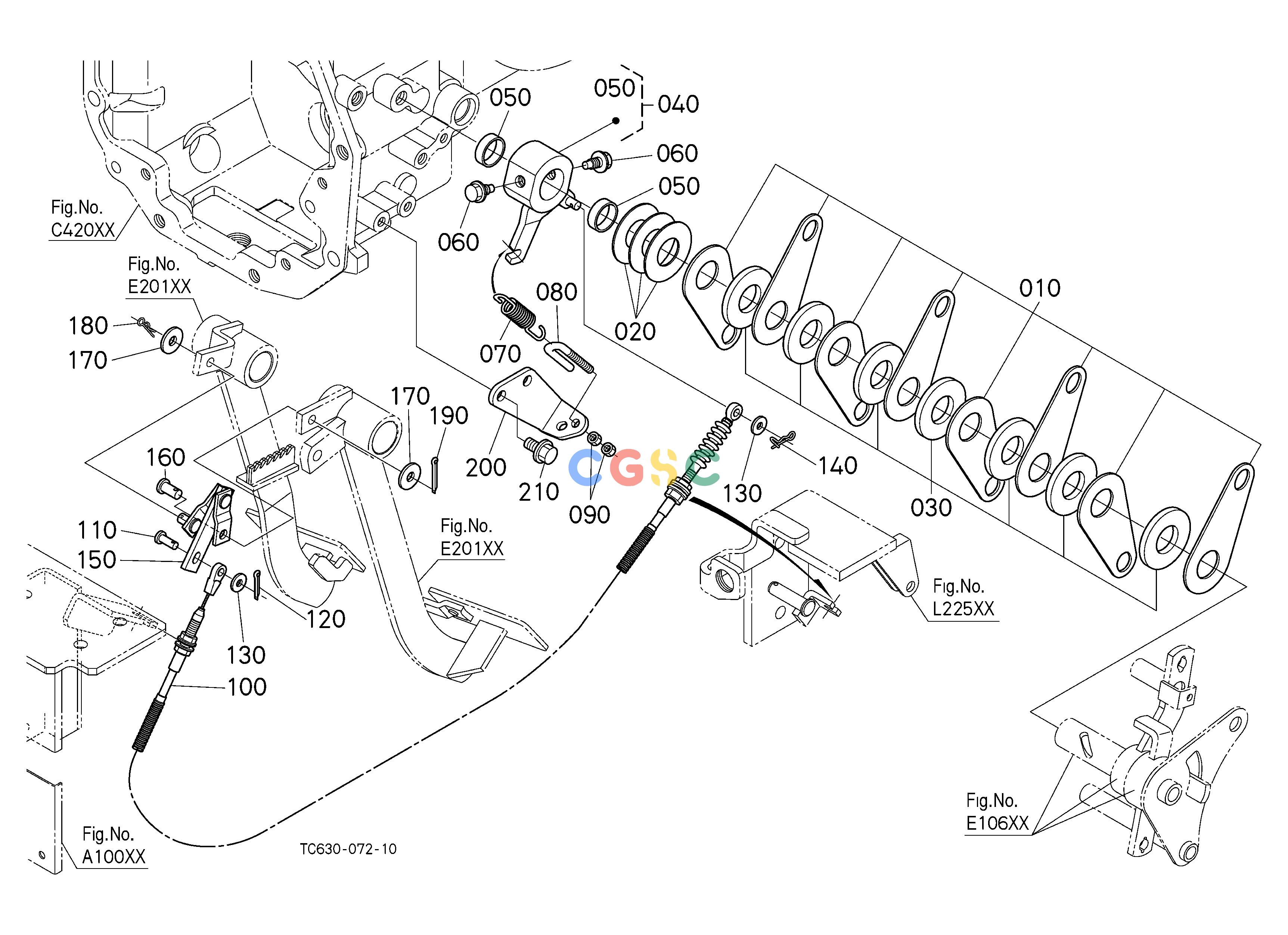 久保田零件查询E10700 CRUISE CONTROL CABLE SPEED CHANGE SHIFT FORK/SHIFT LEVEREPC Kubota online