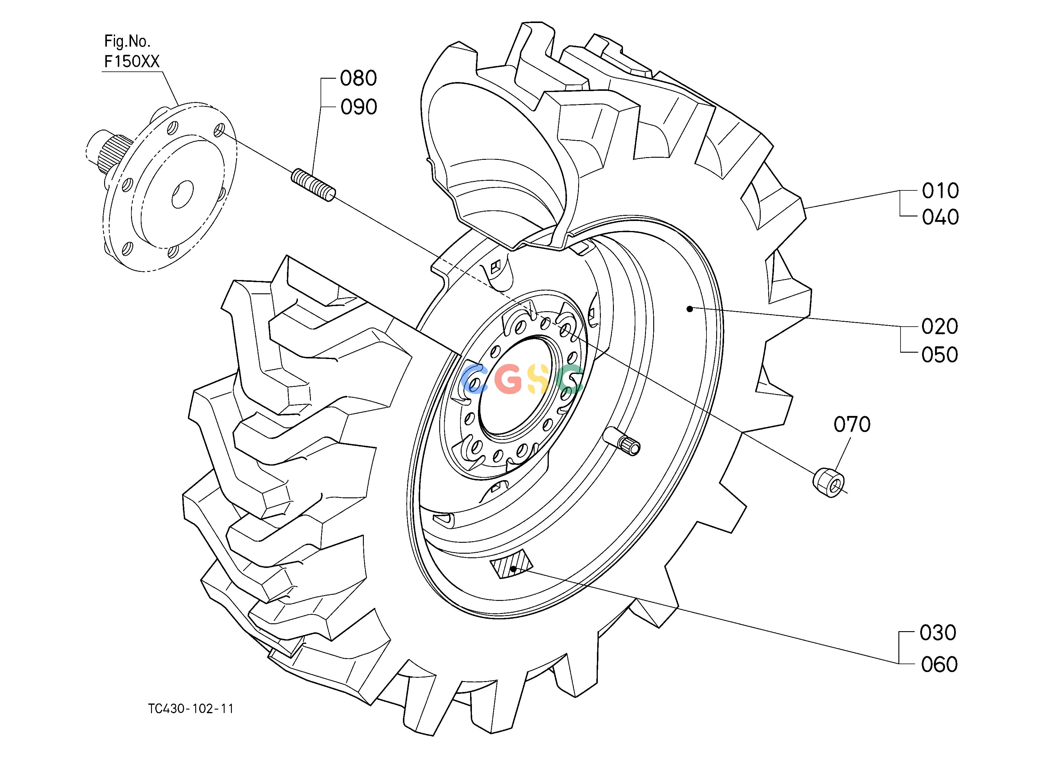 久保田零件查询P10102 FRONT WHEEL (10-16.5) FRONT/REAR TIREEPC Kubota online