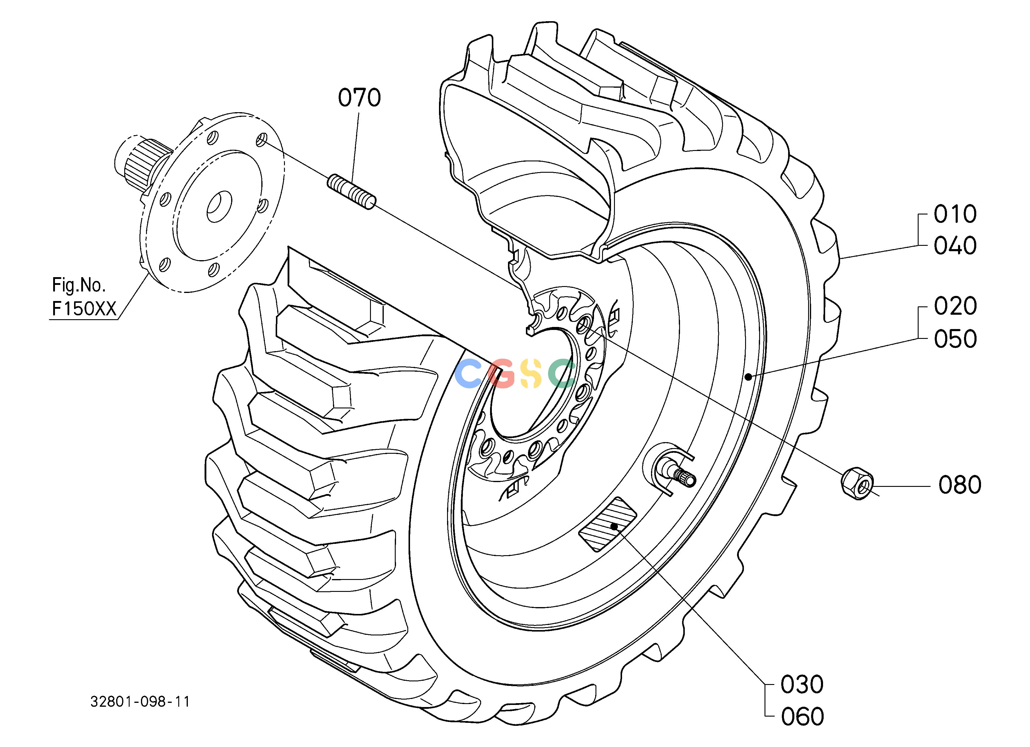 久保田零件查询P10101 FRONT WHEEL (27*10.5-15) FRONT/REAR TIREEPC Kubota online