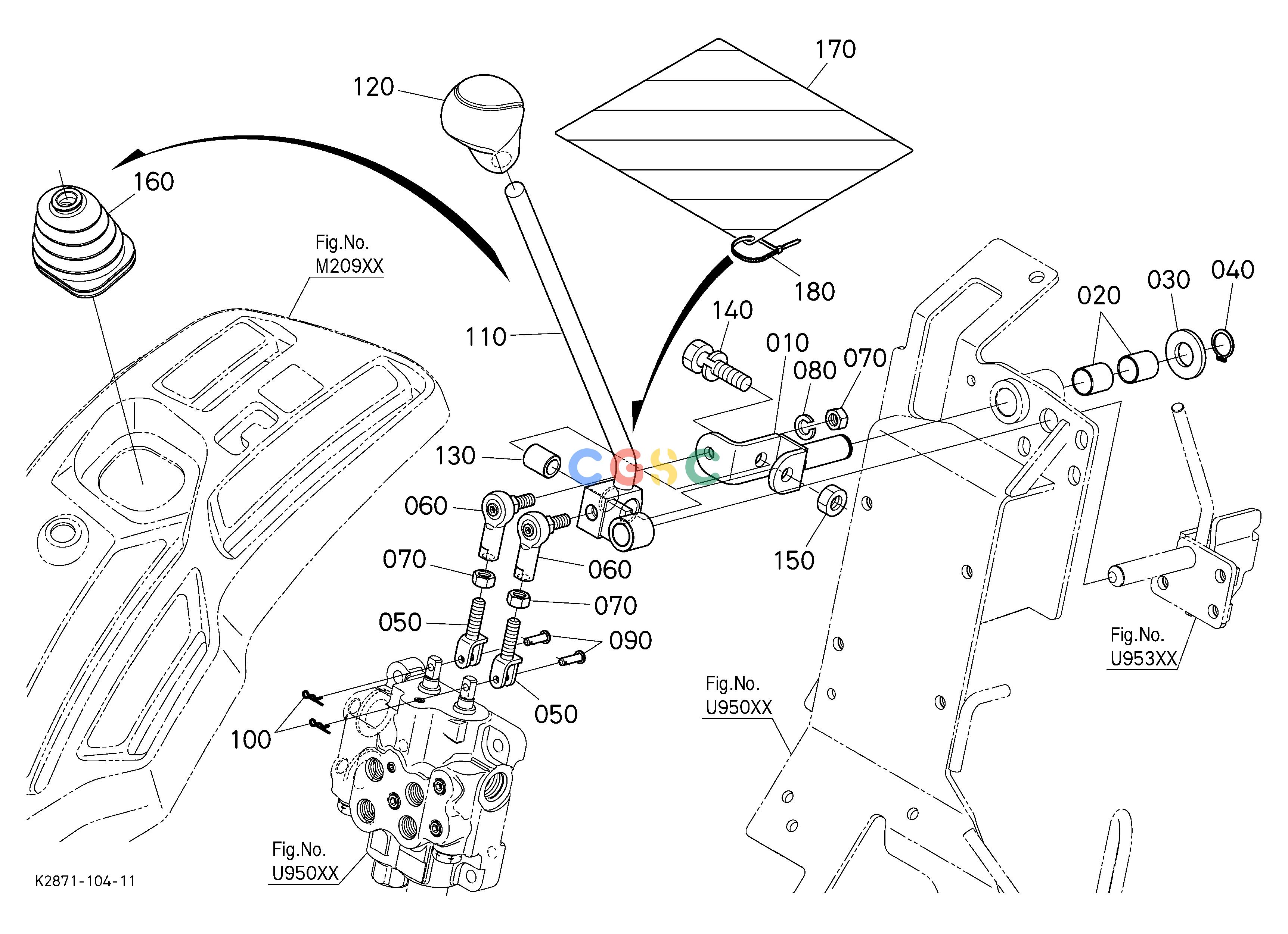 久保田零件查询U95200 FRONT CONTROL VALVE KIT (CONTROL LEVER) [OPTION] OPTIONEPC Kubota online