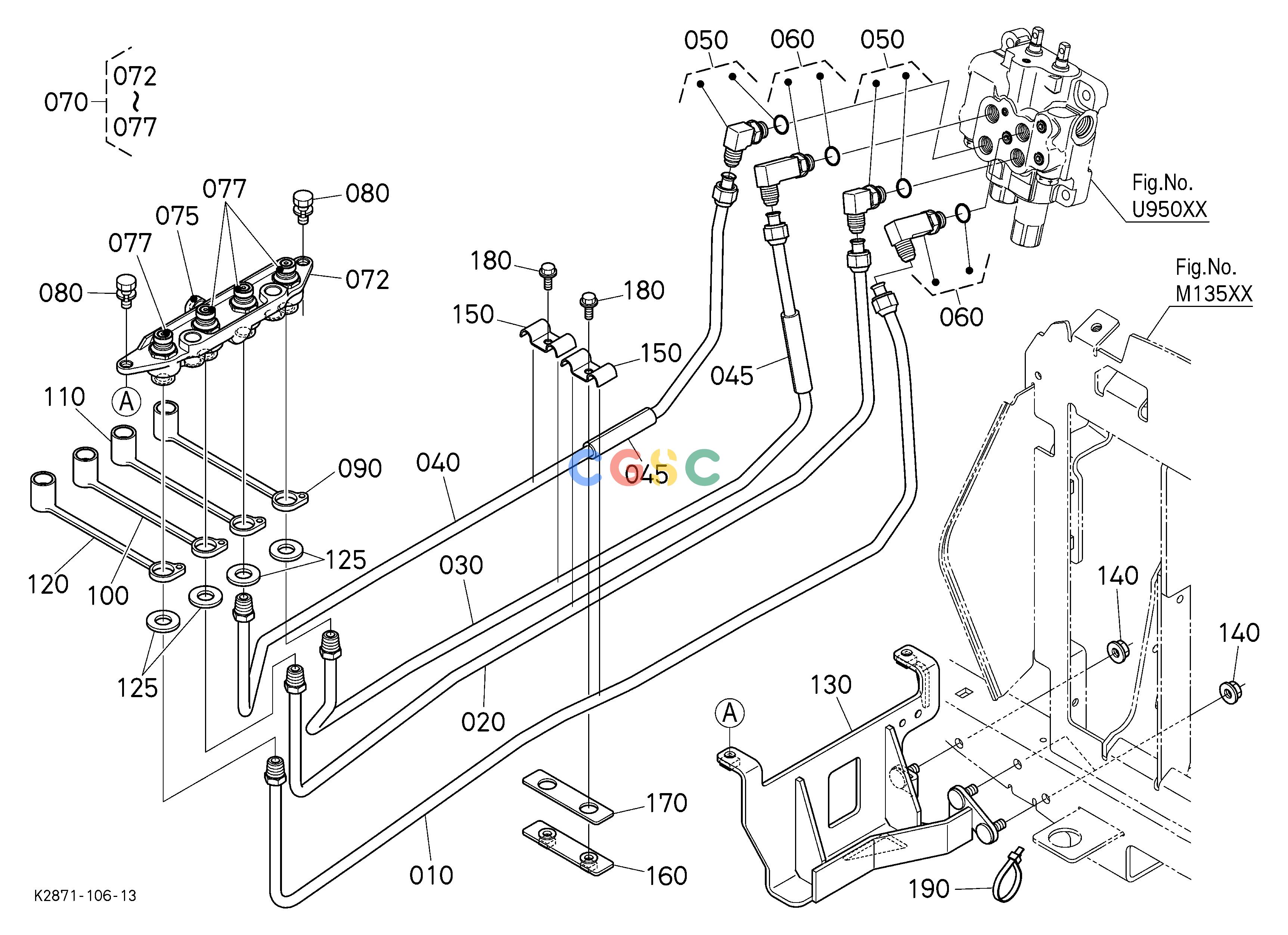 久保田零件查询U95400 FRONT CONTROL VALVE KIT (PIPE/QUICK COUPLER) [OPTION] OPTIONEPC Kubota online
