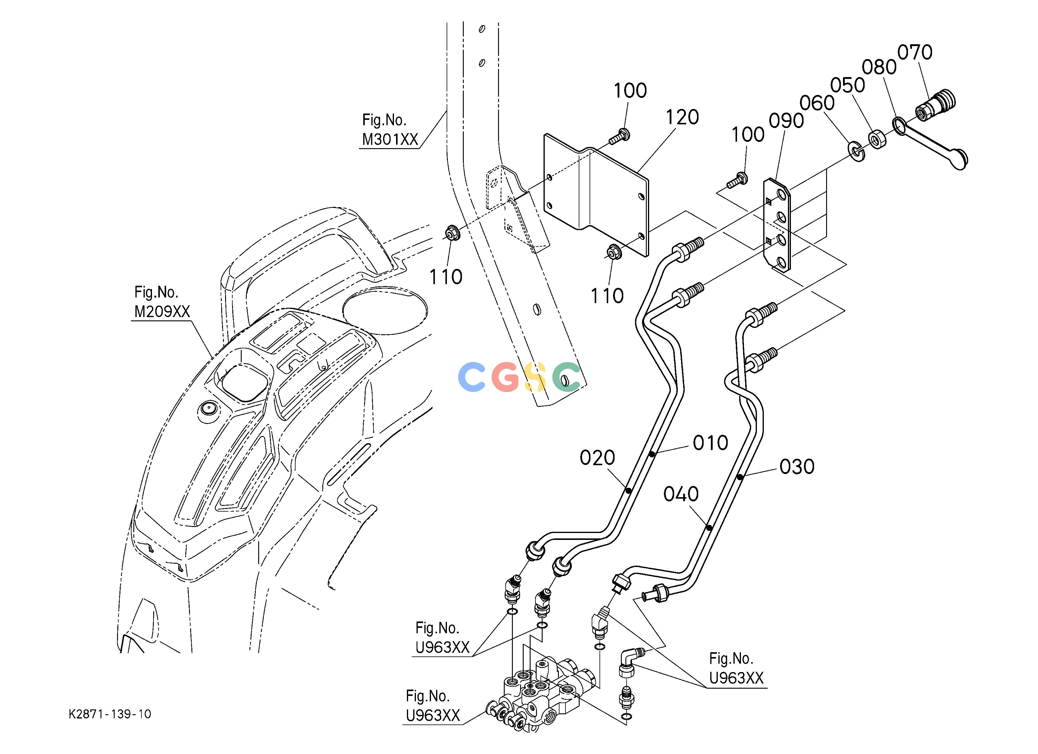久保田零件查询U96500 REAR CONTROL VALVE KIT (PIPE) [OPTION] (W/G No. BX2419) OPTIONEPC Kubota online