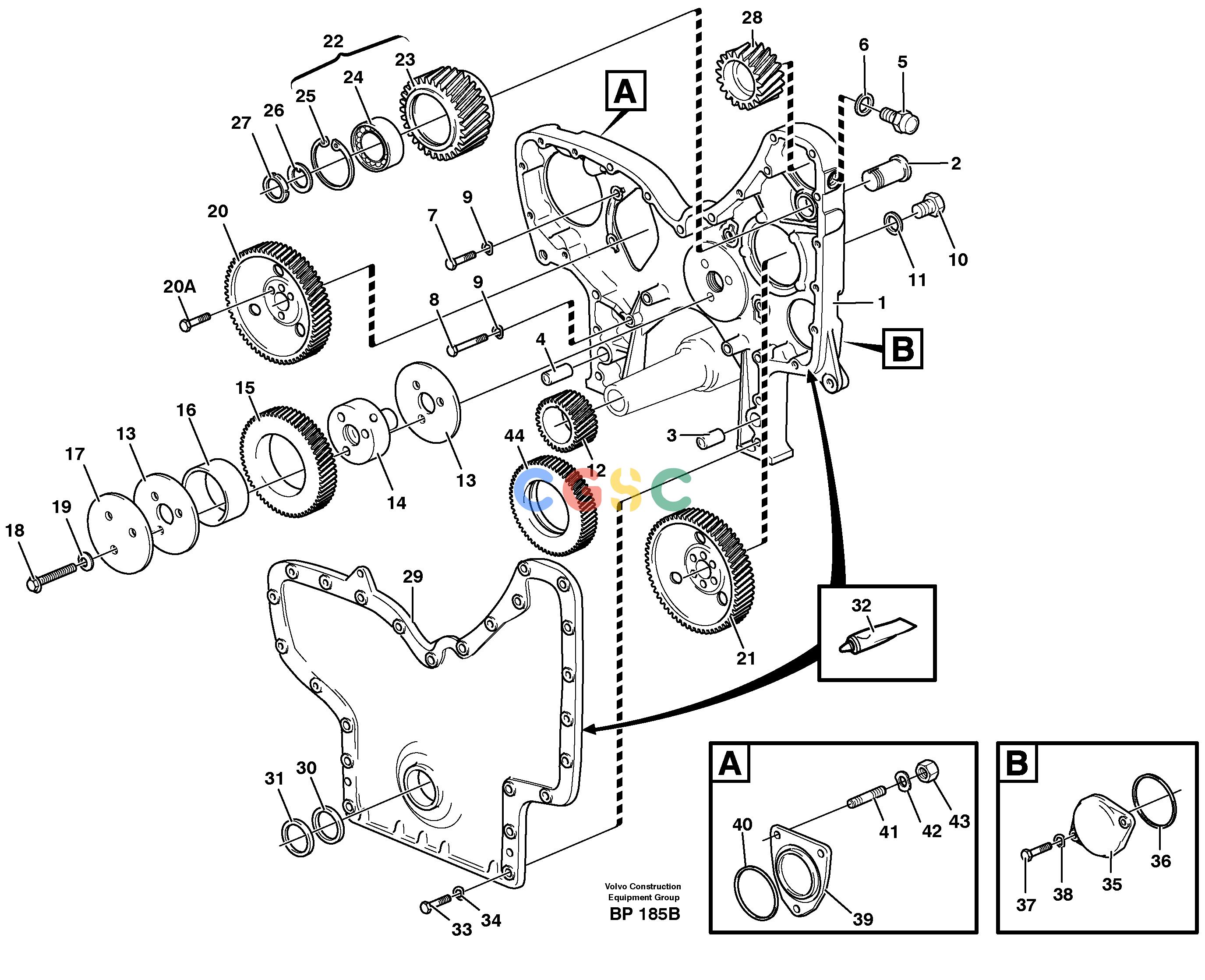 沃尔沃零件查询A30C Timing gear casing and gearsNone NoneNoneNoneAutodata Volvo online