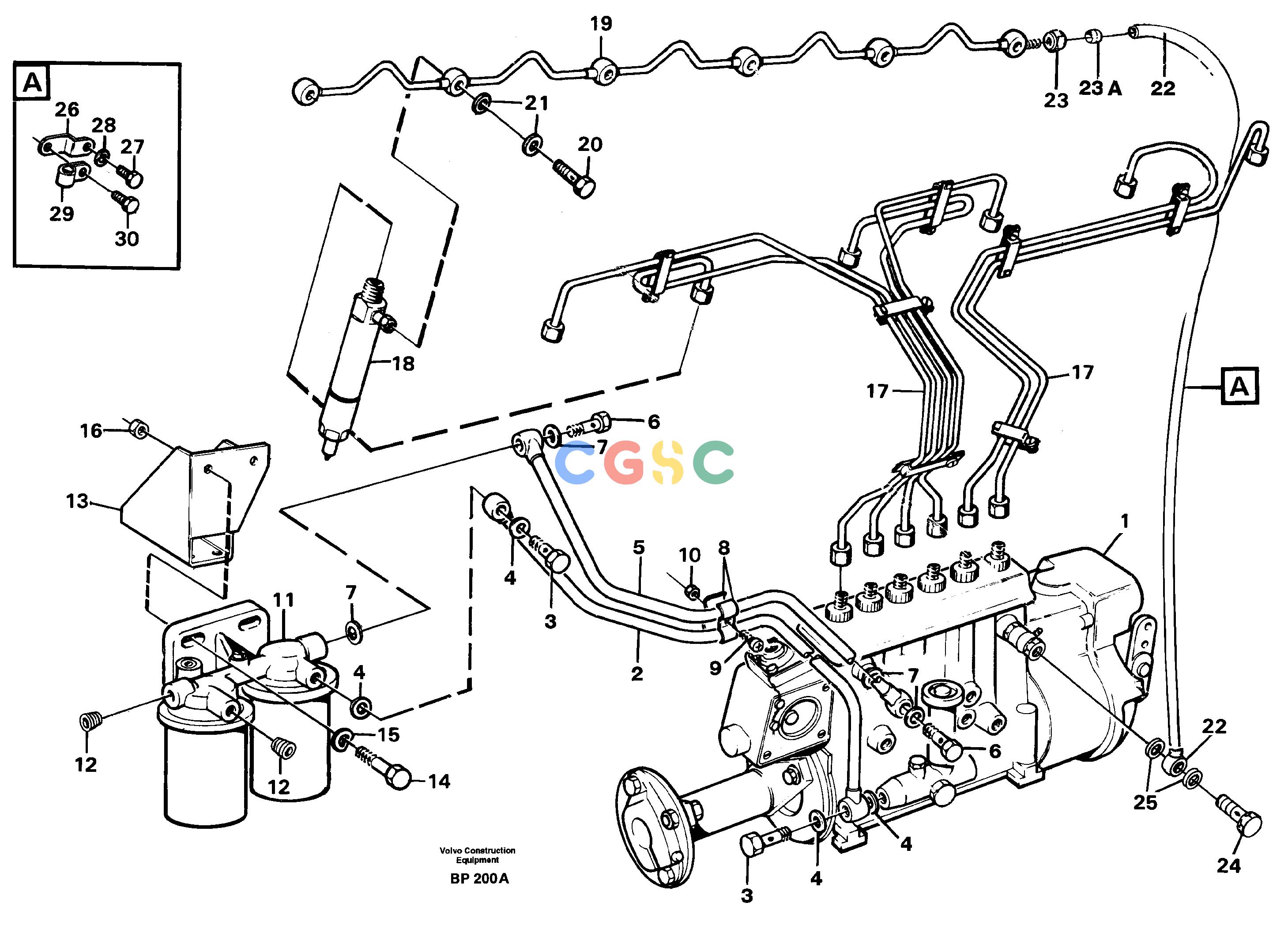 沃尔沃零件查询A30C Fuel pipes, fuelinjec. pump - fuel filter - leak-off lineNone NoneNoneNoneAutodata Volvo online