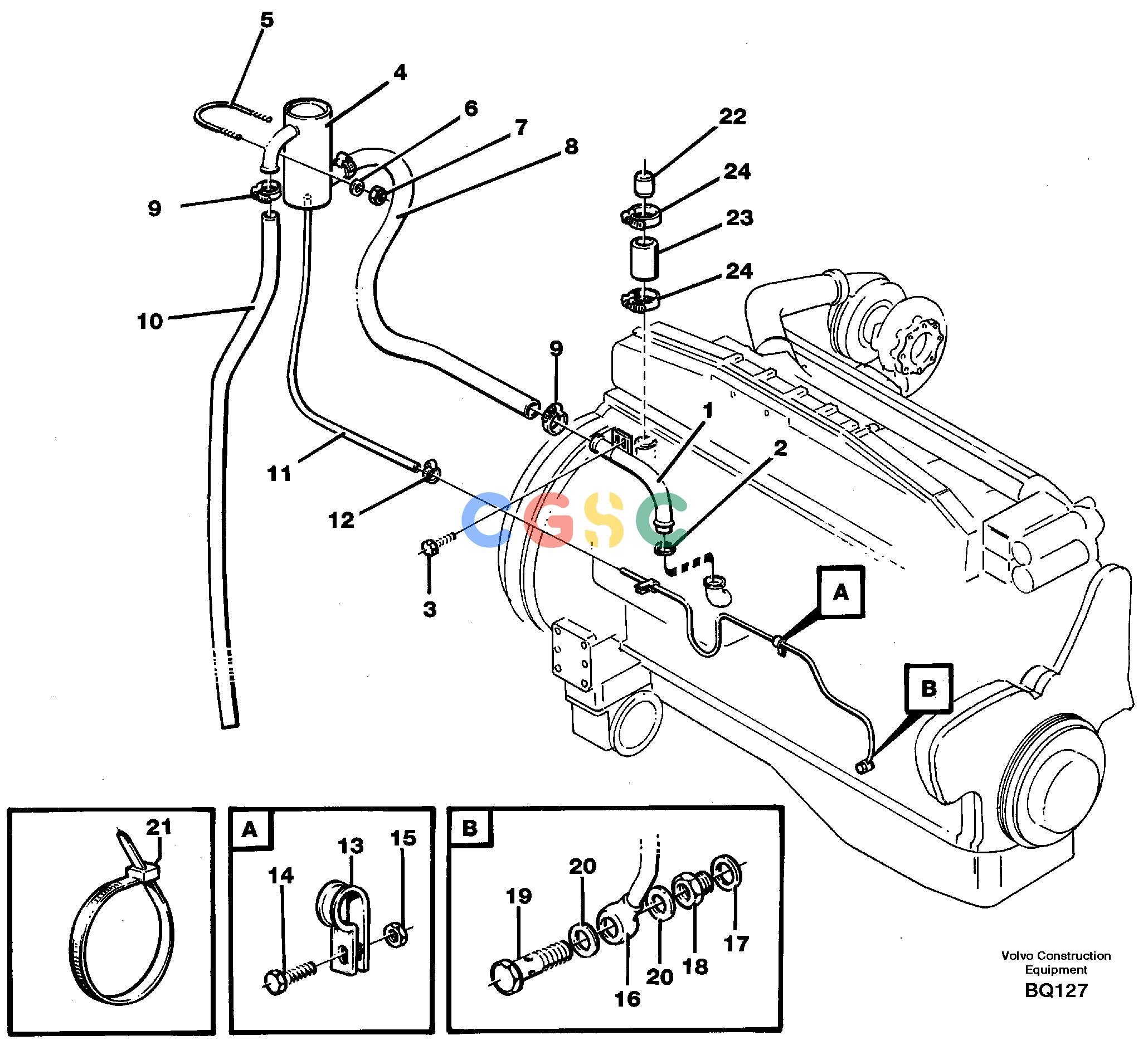 沃尔沃零件查询A35C Crankcase ventilationSER NO 4621-, SER NO USA 60001- NoneNoneNoneAutodata Volvo online