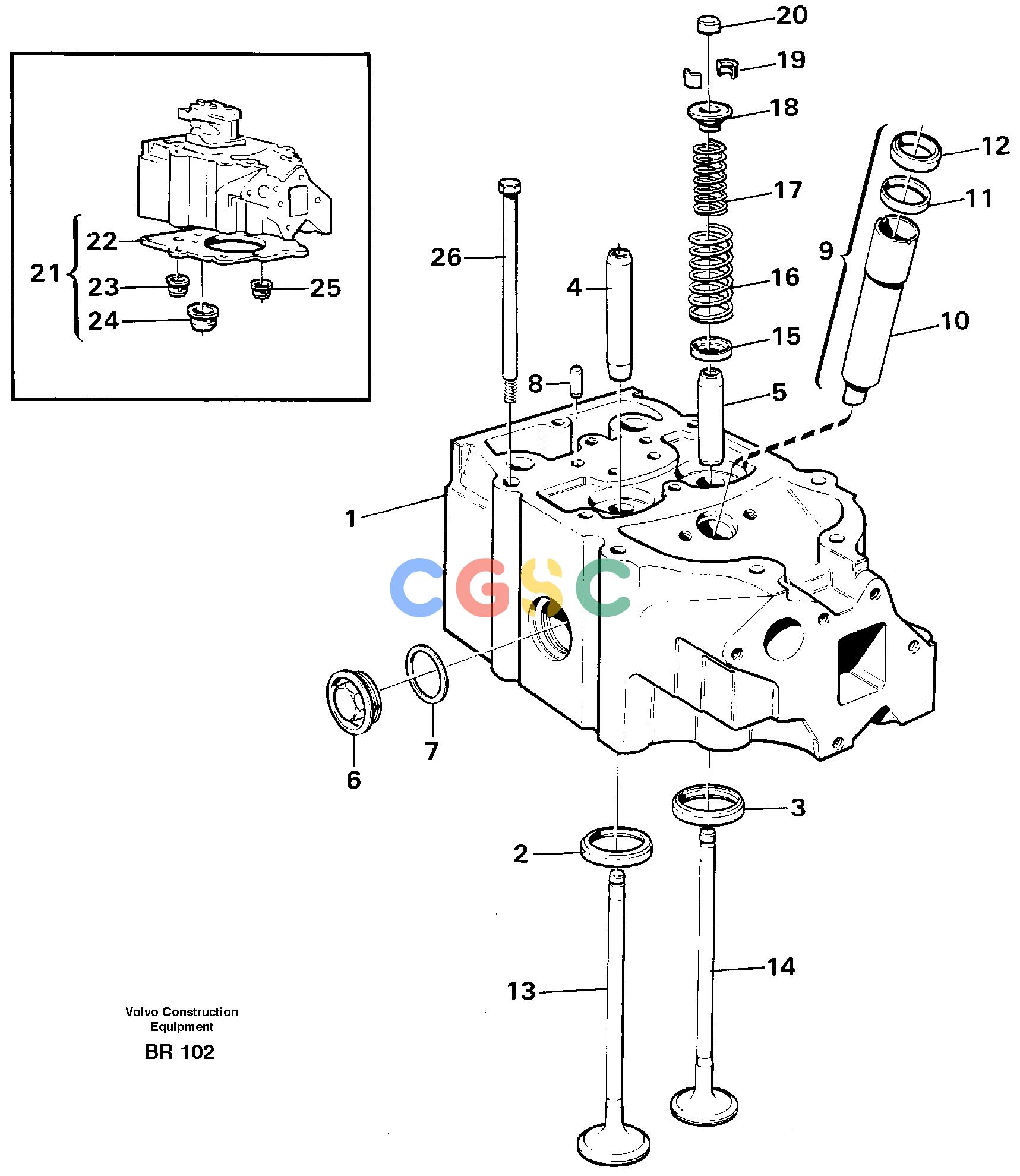 沃尔沃零件查询A40 Cylinder headSER NO 1201-, SER NO USA 60101- NoneNoneNoneAutodata Volvo online