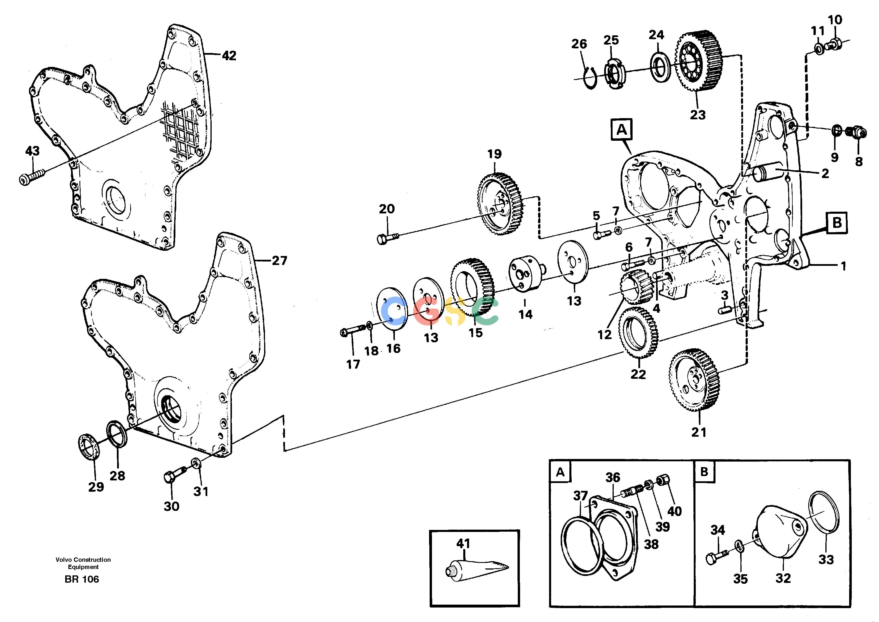 沃尔沃零件查询A40 Timing gear casing and gearsSER NO 1201-, SER NO USA 60101- NoneNoneNoneAutodata Volvo online