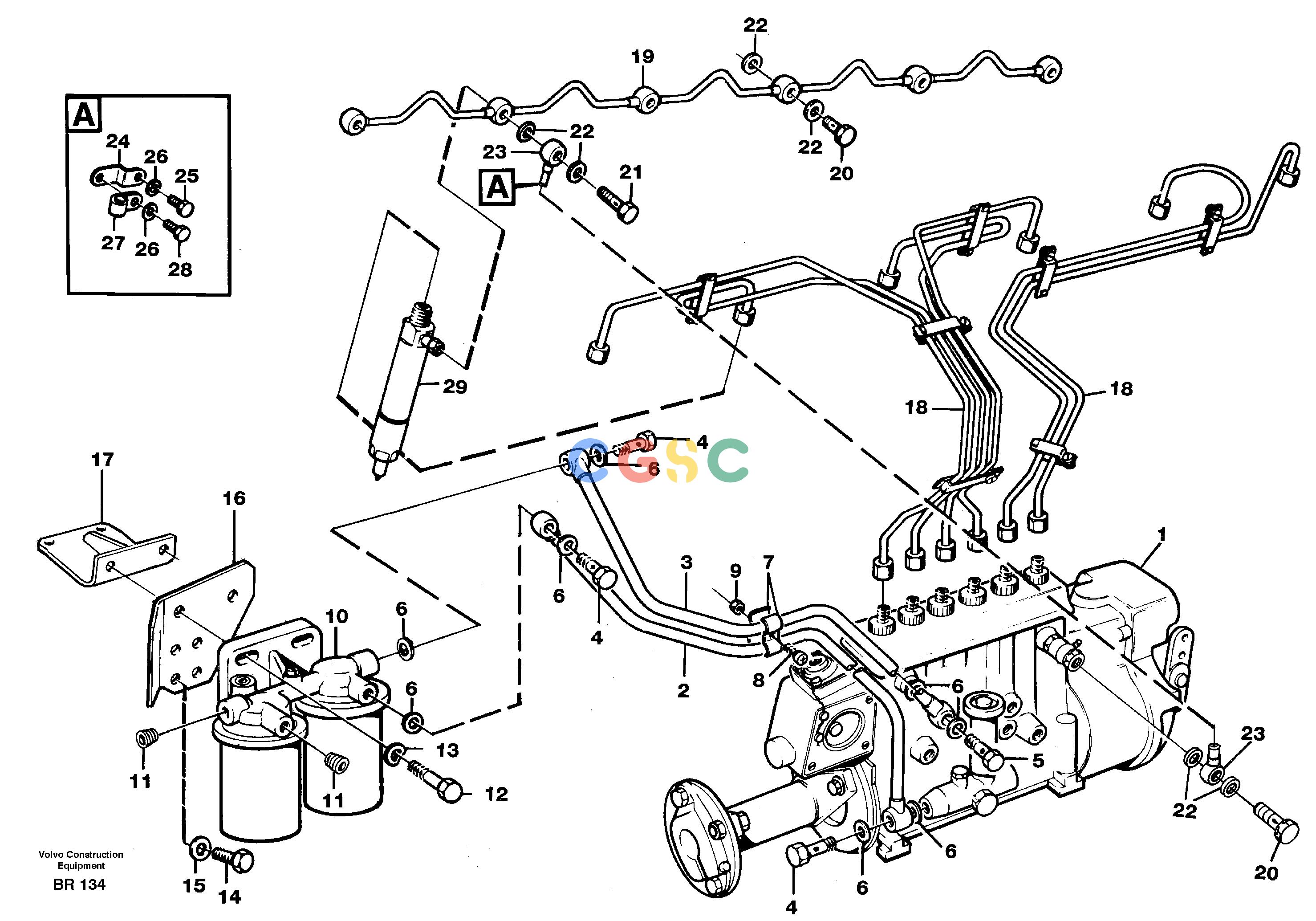 沃尔沃零件查询A40 Fuel pipes, fuel injec. pump-fuel filter,-leak-off lineSER NO 1201-, SER NO USA 60101- NoneNoneNoneAutodata Volvo online