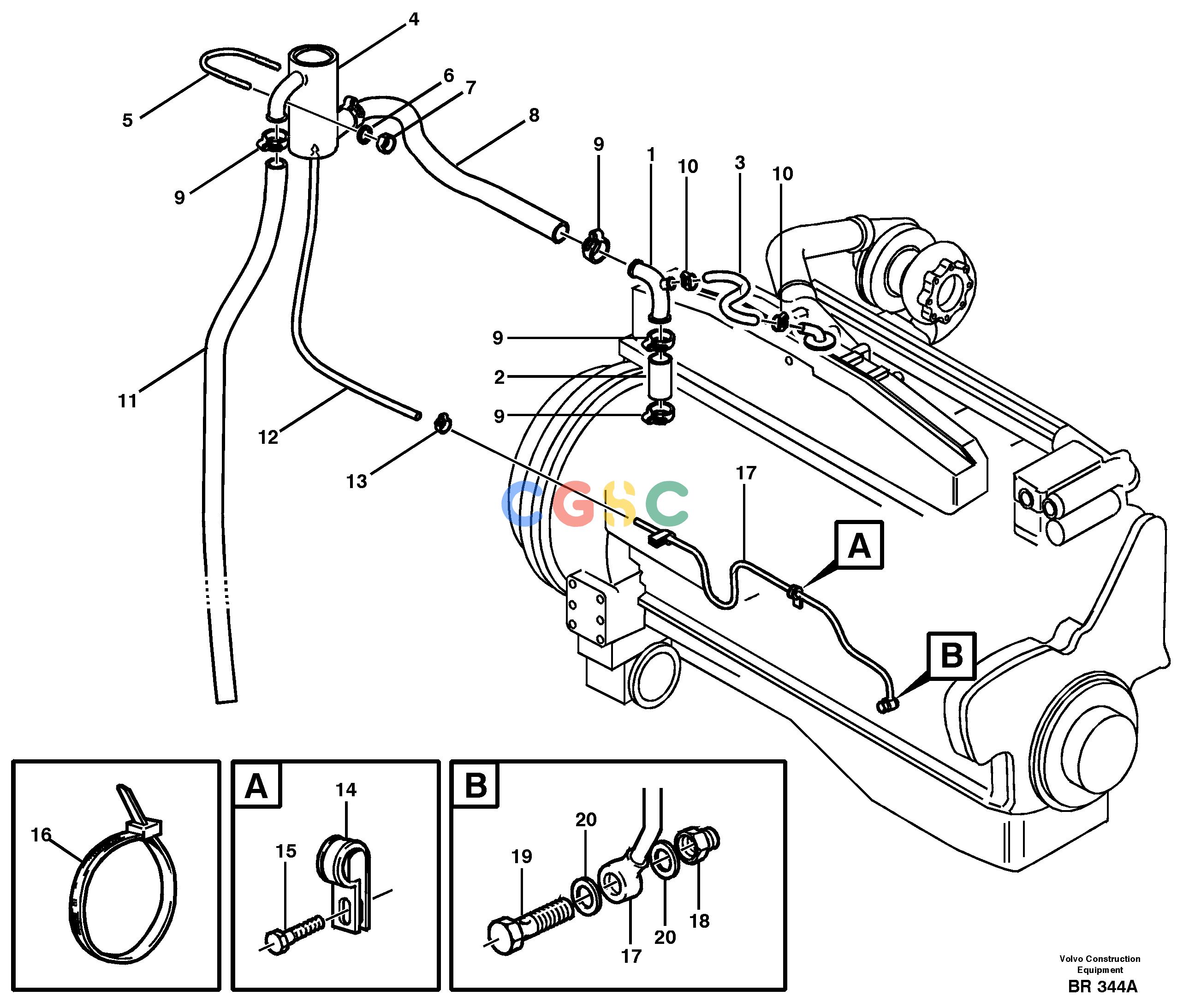 沃尔沃零件查询A40 Crankcase ventilationSER NO 1201-, SER NO USA 60101- NoneNoneNoneAutodata Volvo online