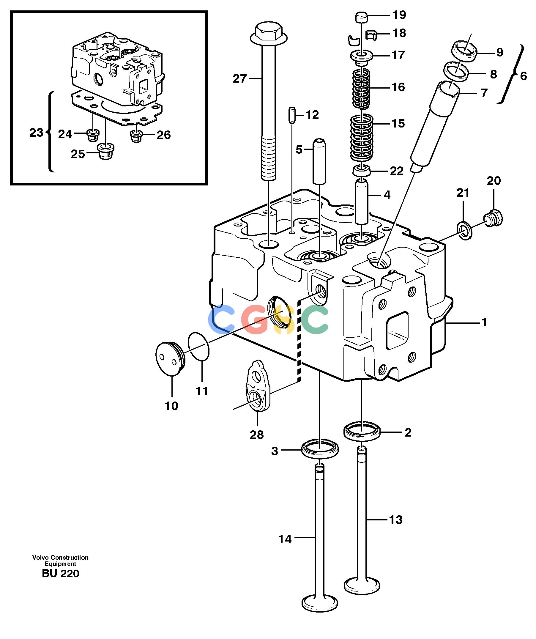沃尔沃零件查询A25D Cylinder headS/N -12999, - 61118 USA NoneNoneNoneAutodata Volvo online