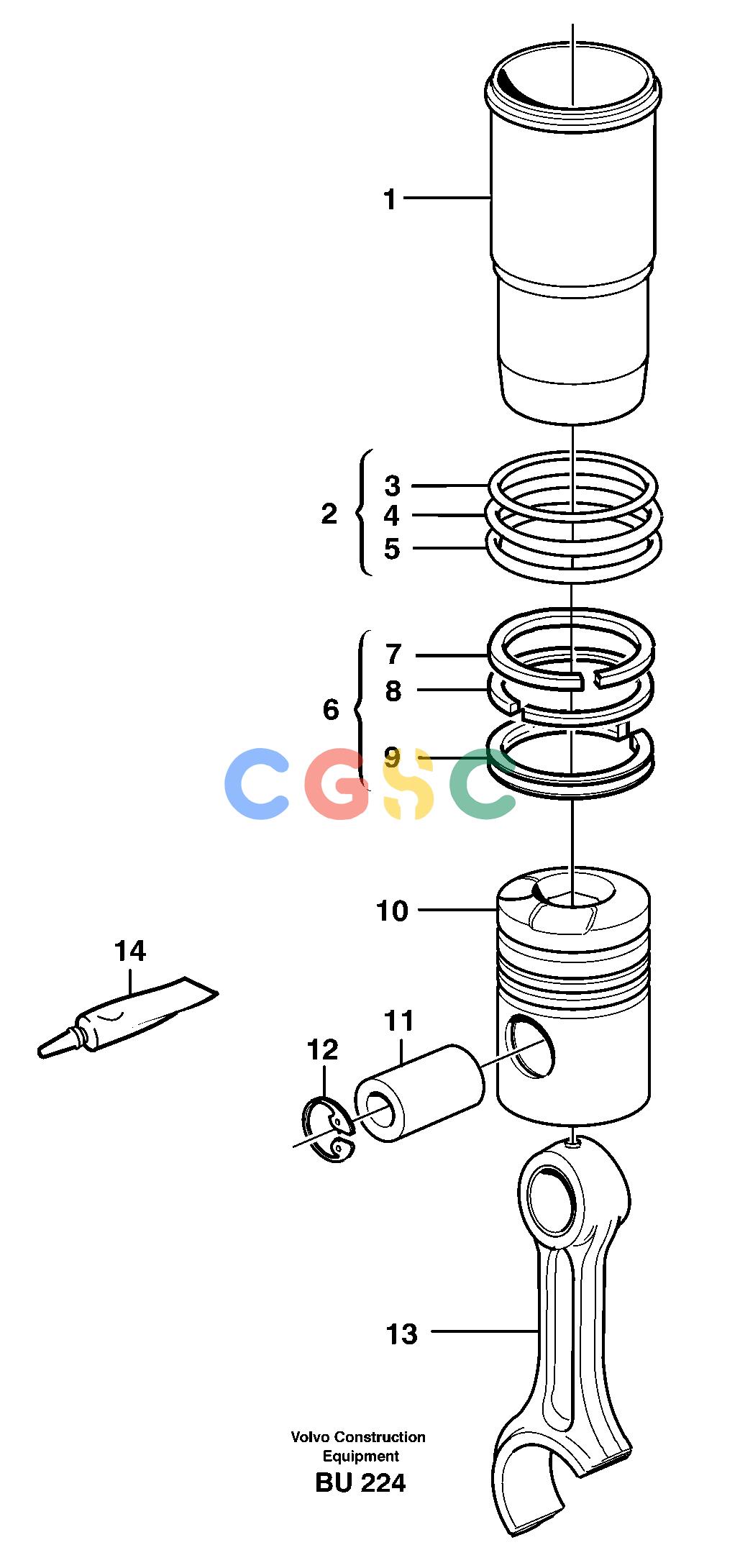 沃尔沃零件查询A25D Cylinder liner and pistonS/N -12999, - 61118 USA NoneNoneNoneAutodata Volvo online