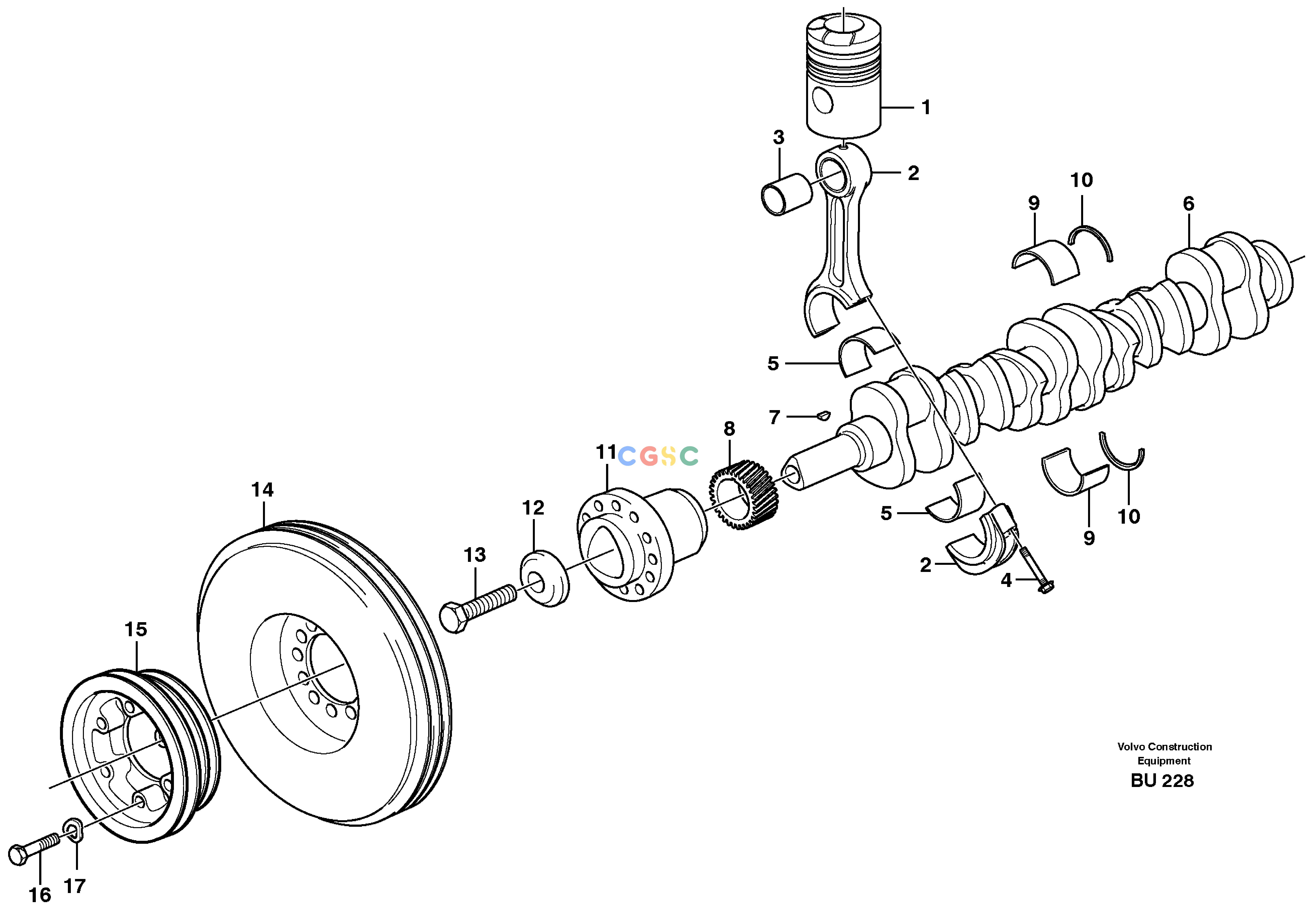 沃尔沃零件查询A25D Crankshaft and related partsS/N -12999, - 61118 USA NoneNoneNoneAutodata Volvo online
