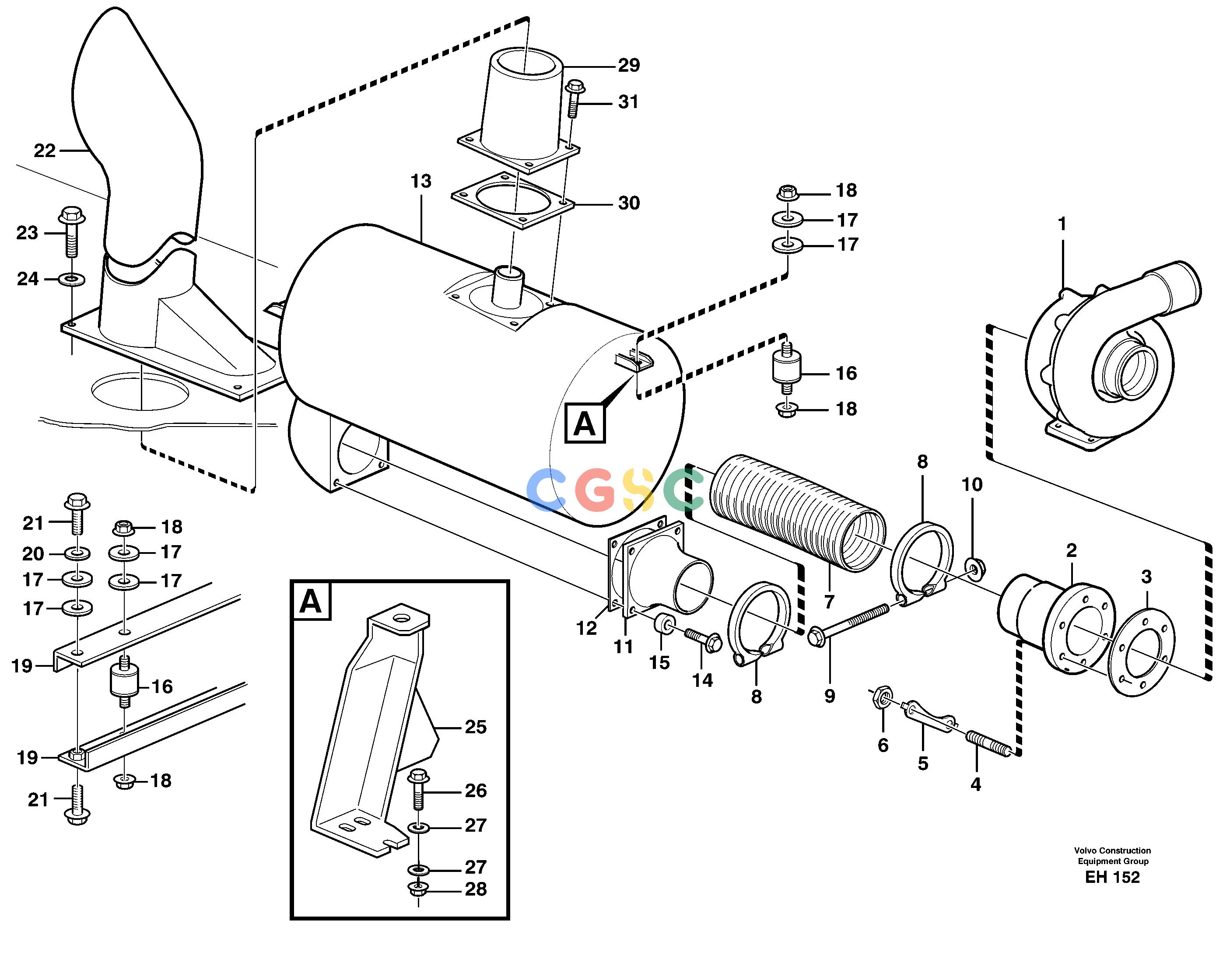 沃尔沃零件查询L180D Exhaust system, silencerHIGH-LIFT NoneNoneNoneAutodata Volvo online