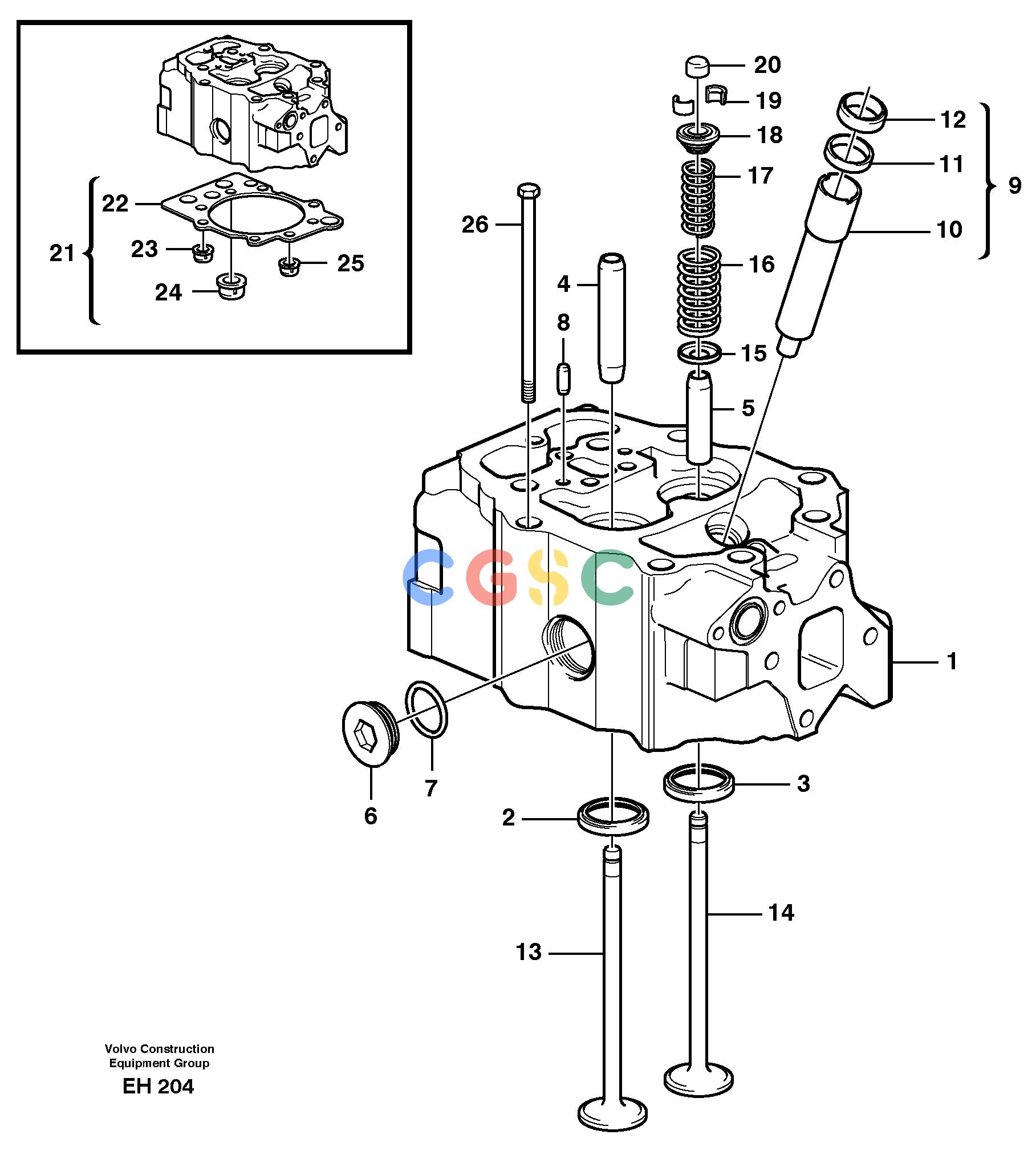 沃尔沃零件查询L180D Cylinder headHIGH-LIFT NoneNoneNoneAutodata Volvo online