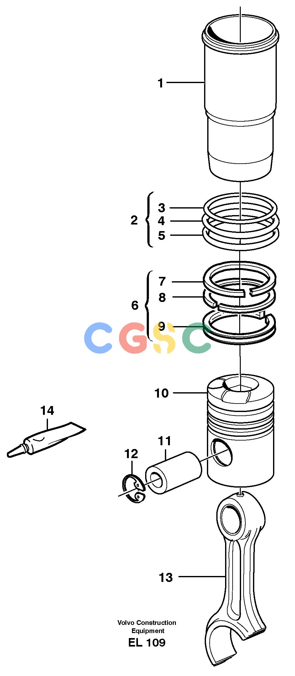 沃尔沃零件查询L150E Cylinder liner and pistonS/N 6005 - 7549 S/N 63001 - 63085 NoneNoneNoneAutodata Volvo online