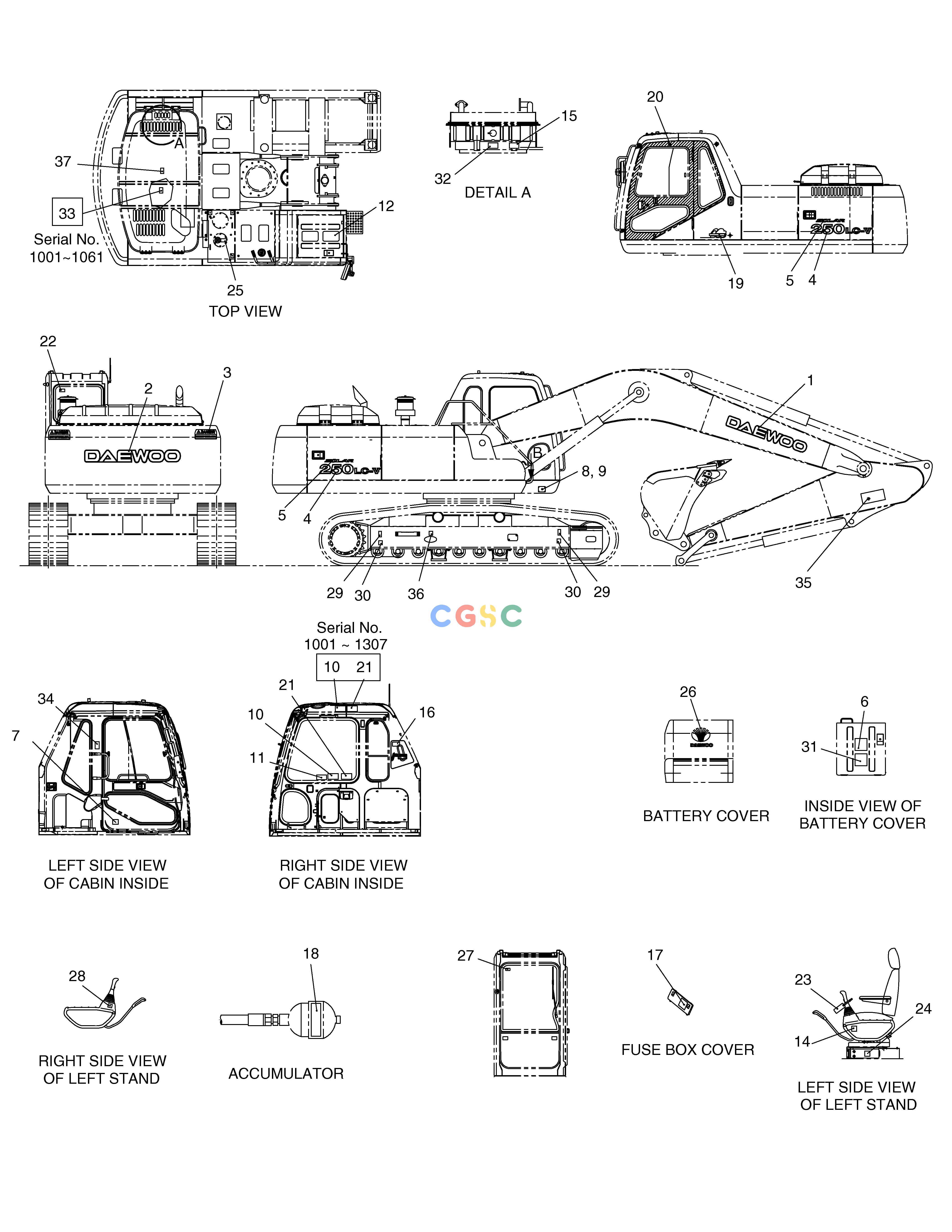 斗山零件查询NAME PLATE-ENGLISH SOLAR 250LC-V Doosan parts catalog online