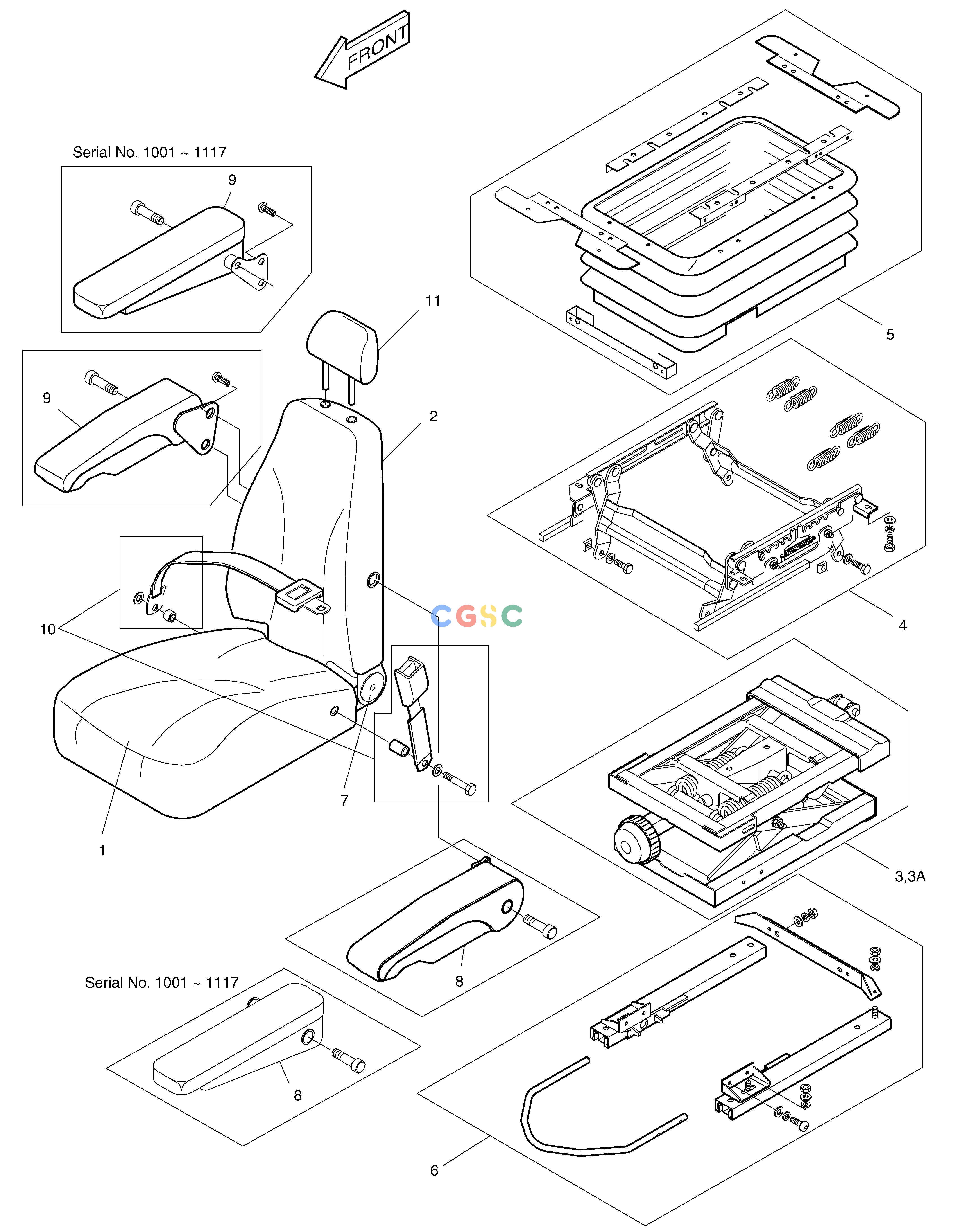 斗山零件查询SEAT-EXCEPT EUROPE & U.S.A SOLAR 170LC-V Doosan parts catalog online