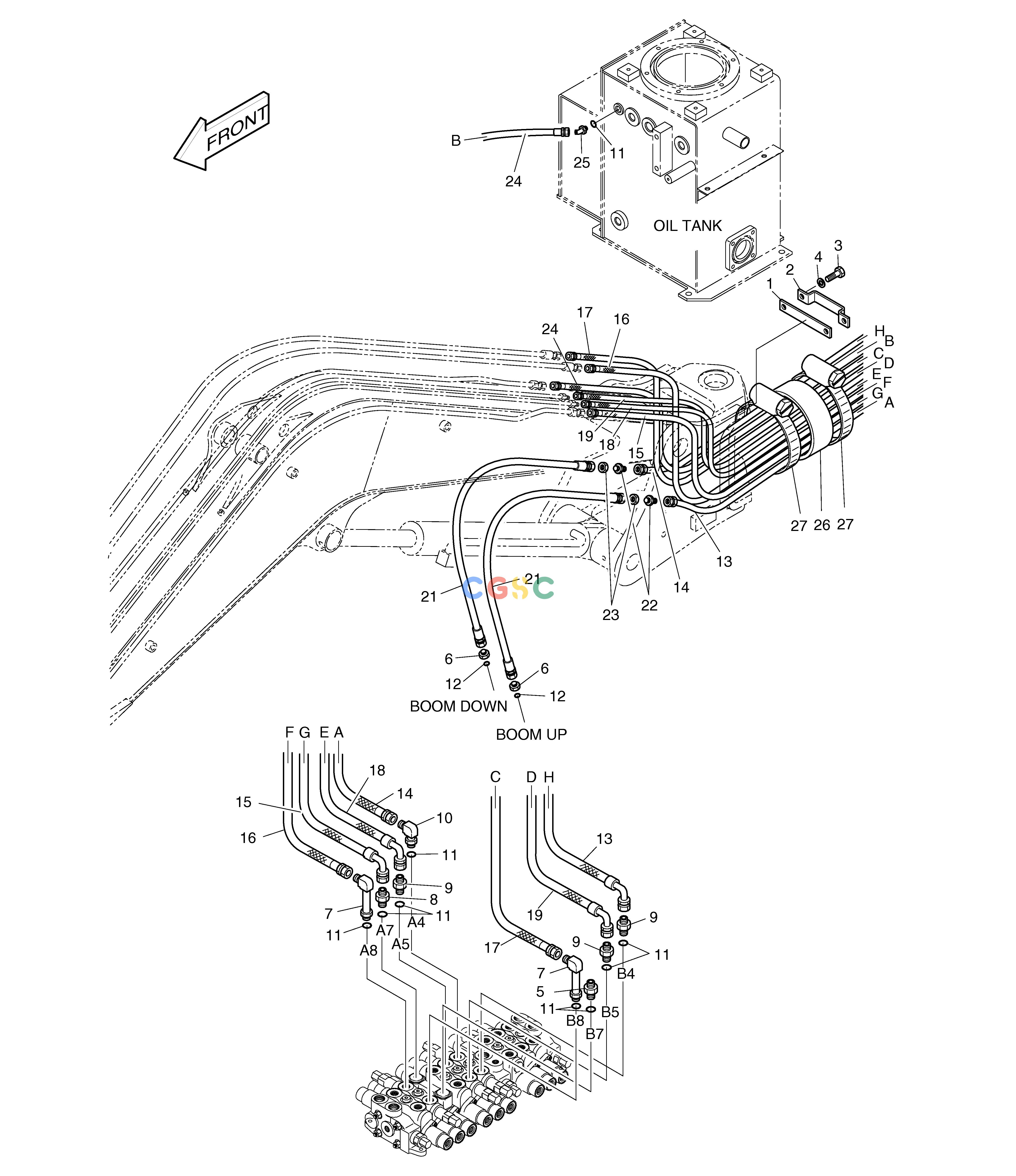 斗山零件查询MAIN PIPING(4) SOLAR 015PLUS (S/N 20001~) Doosan parts catalog online