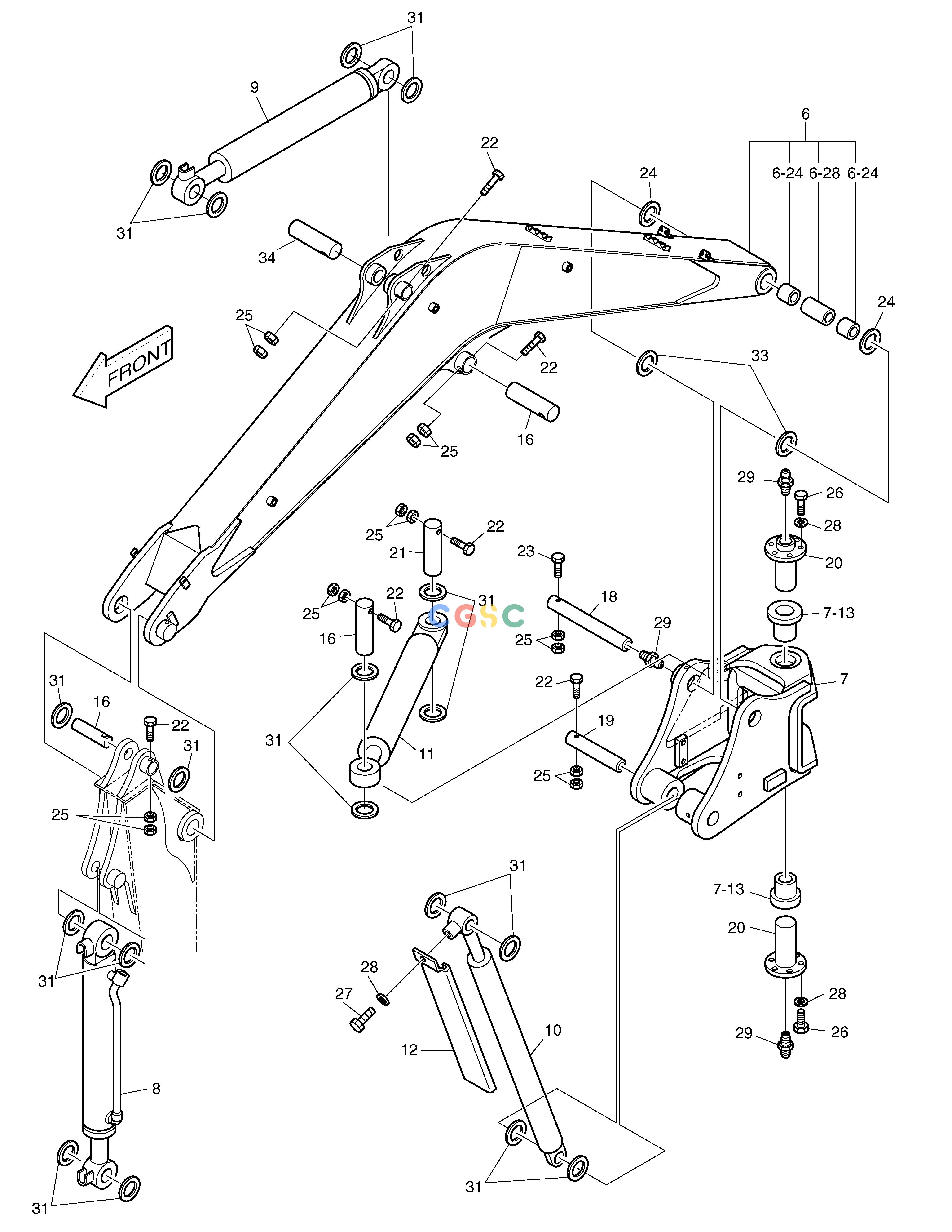 斗山零件查询FRONT-BOOM SOLAR 015PLUS (S/N 20001~) Doosan parts catalog online
