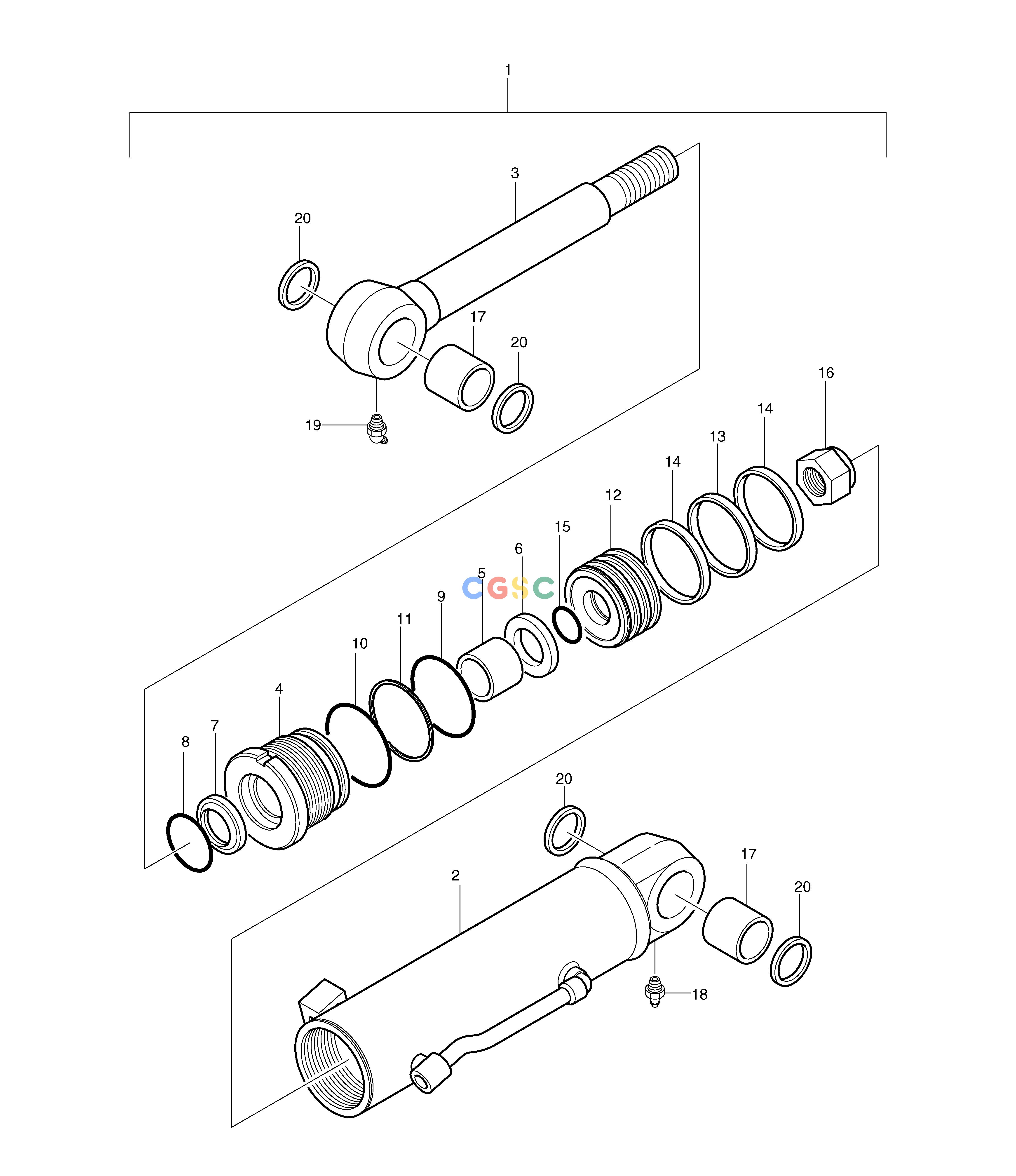斗山零件查询DOZER CYLINDER-1000mm SOLAR 015PLUS (S/N 20001~) Doosan parts catalog online