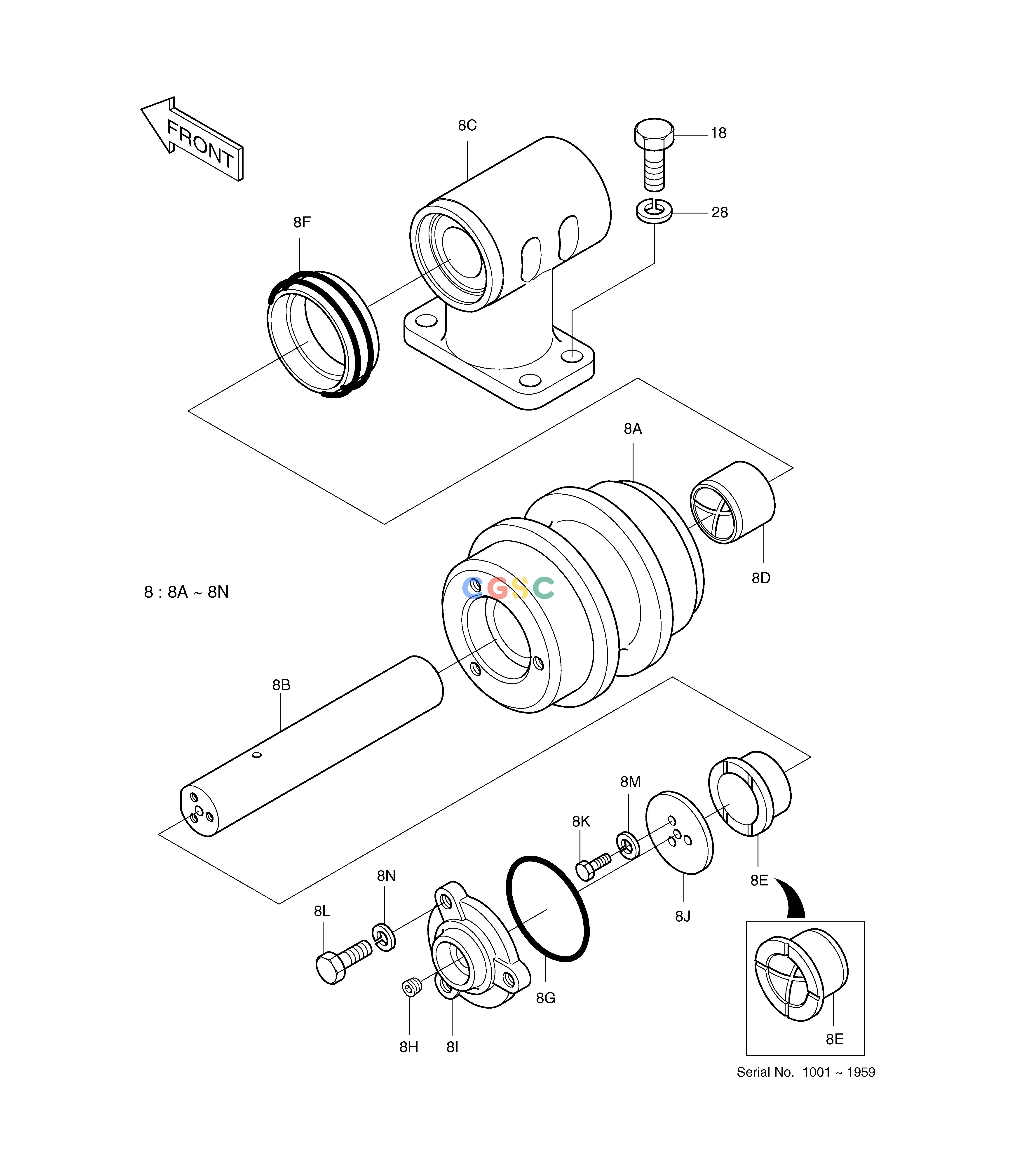 斗山零件查询UPPER ROLLER SOLAR 340LC-V Doosan parts catalog online